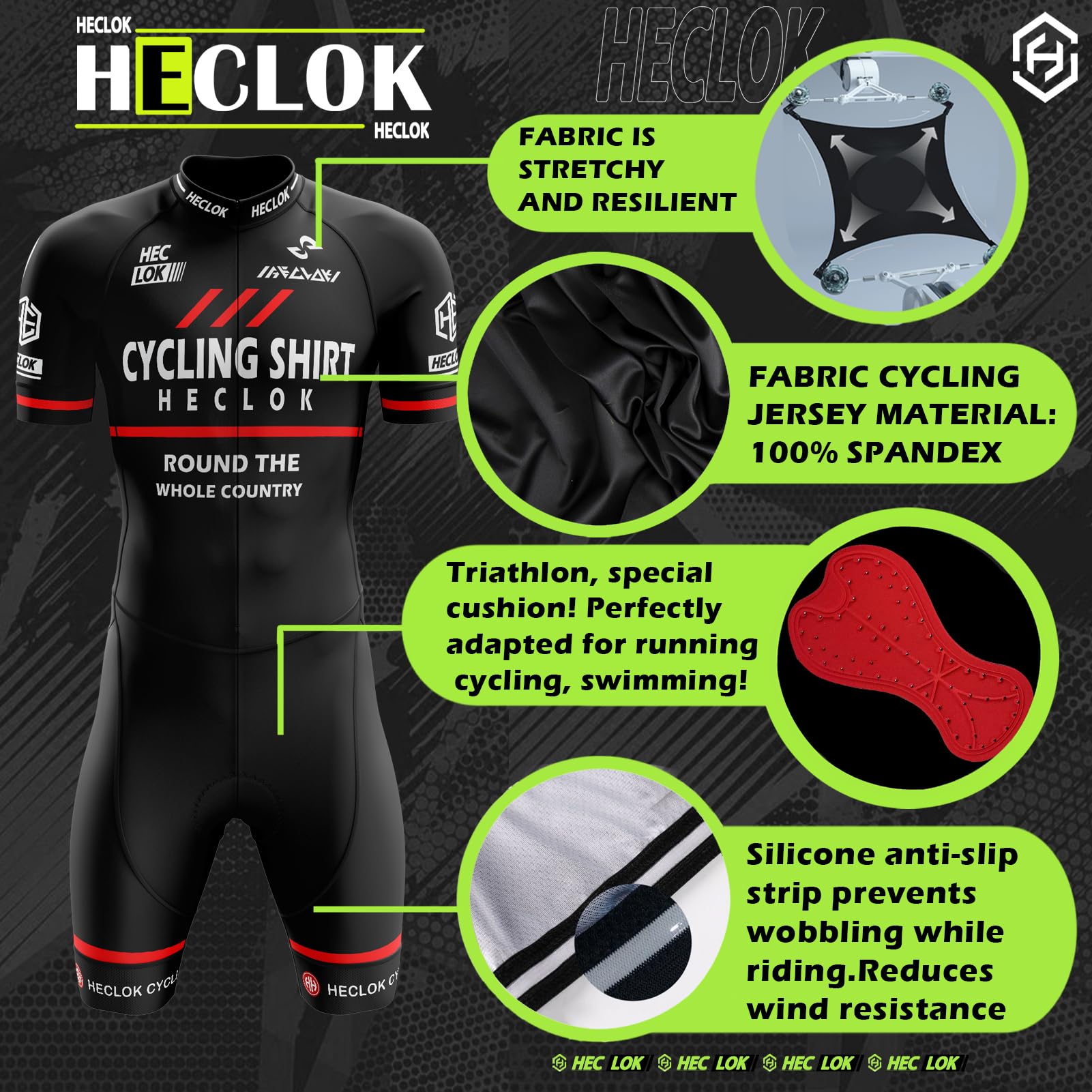 Homme Pro Trifonction Manches Courtes Sports de Plein Air Vêtements de Triathlon,Tri-Costume d'une pièce,Combinaison de Cyclisme Homme, Course À Pied,Natation, Cyclisme Body