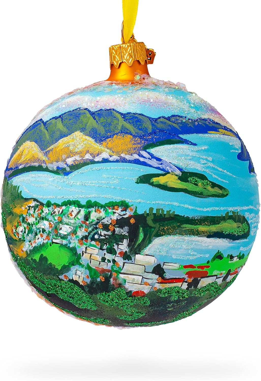 Queenstown, New Zealand Glass Ball Christmas Ornament 4 Inches