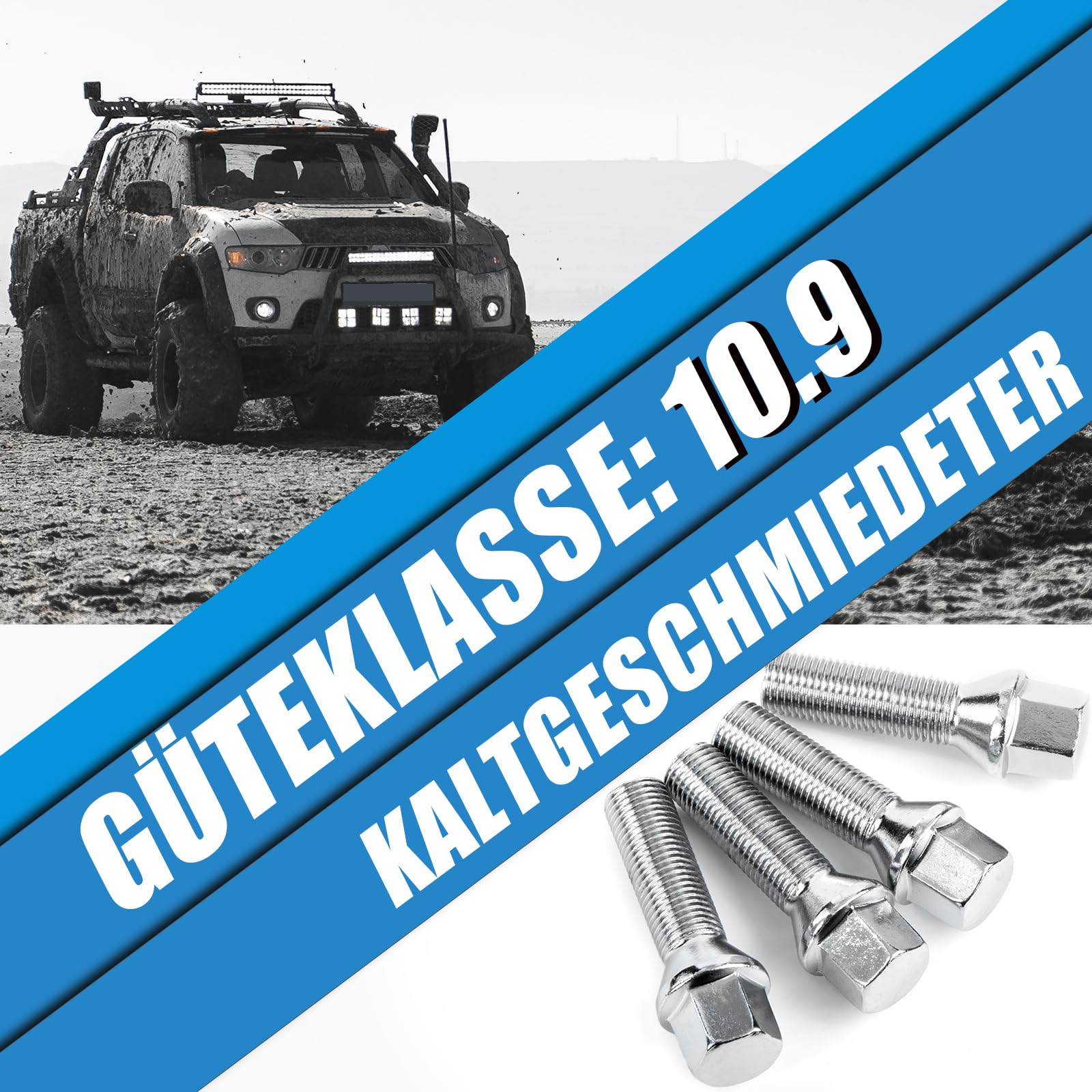 Kit 20 Bulloni Ruota Filetto Lungo 40mm per Distanziali Ruota I M14x1,5x40mm I Testa Sferica R13 I Chiave 17mm I Compatibili con Audi e VW