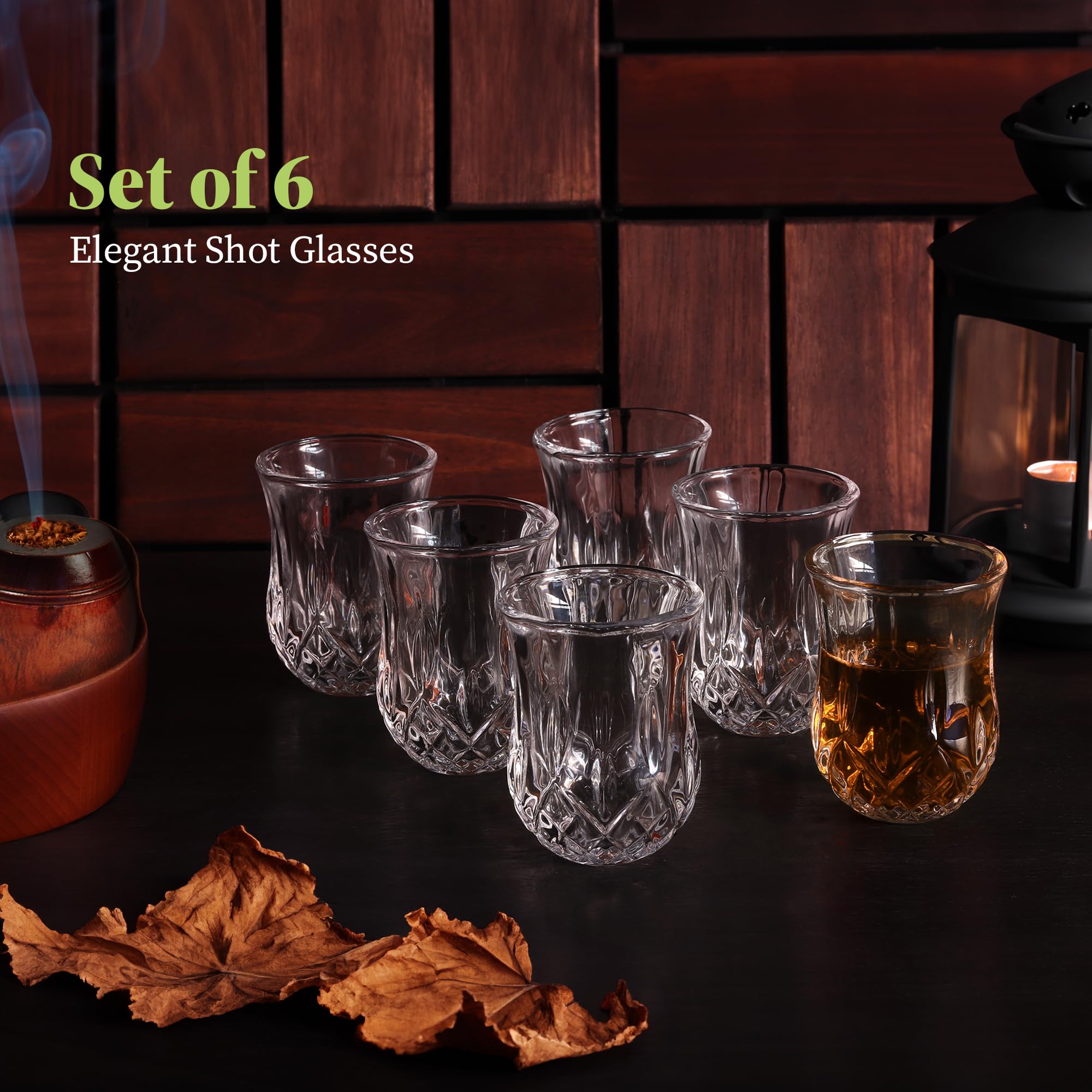 QUAFFER Vasos de chupito con patrón de diamante (juego de 6)