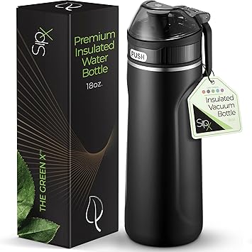 SIPX Triple-Insulated Stainless Steel Water Bottle - 18oz. With Straw Lid, BPA-Free Reusable Insulated Water Bottle Keeps Cold For 12 Hours,