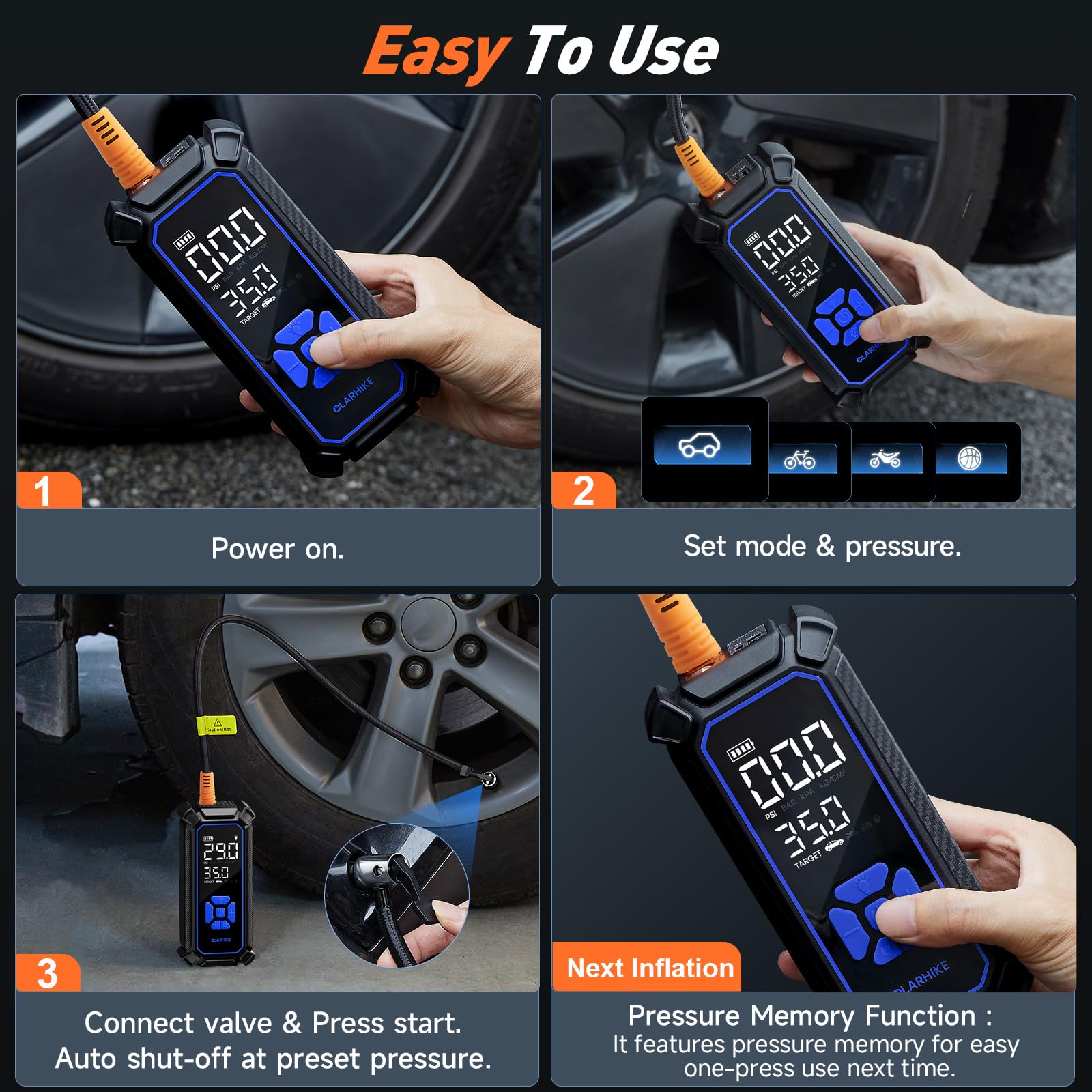 OlarHike Portable Tire Inflator - Fast & Powerful -12