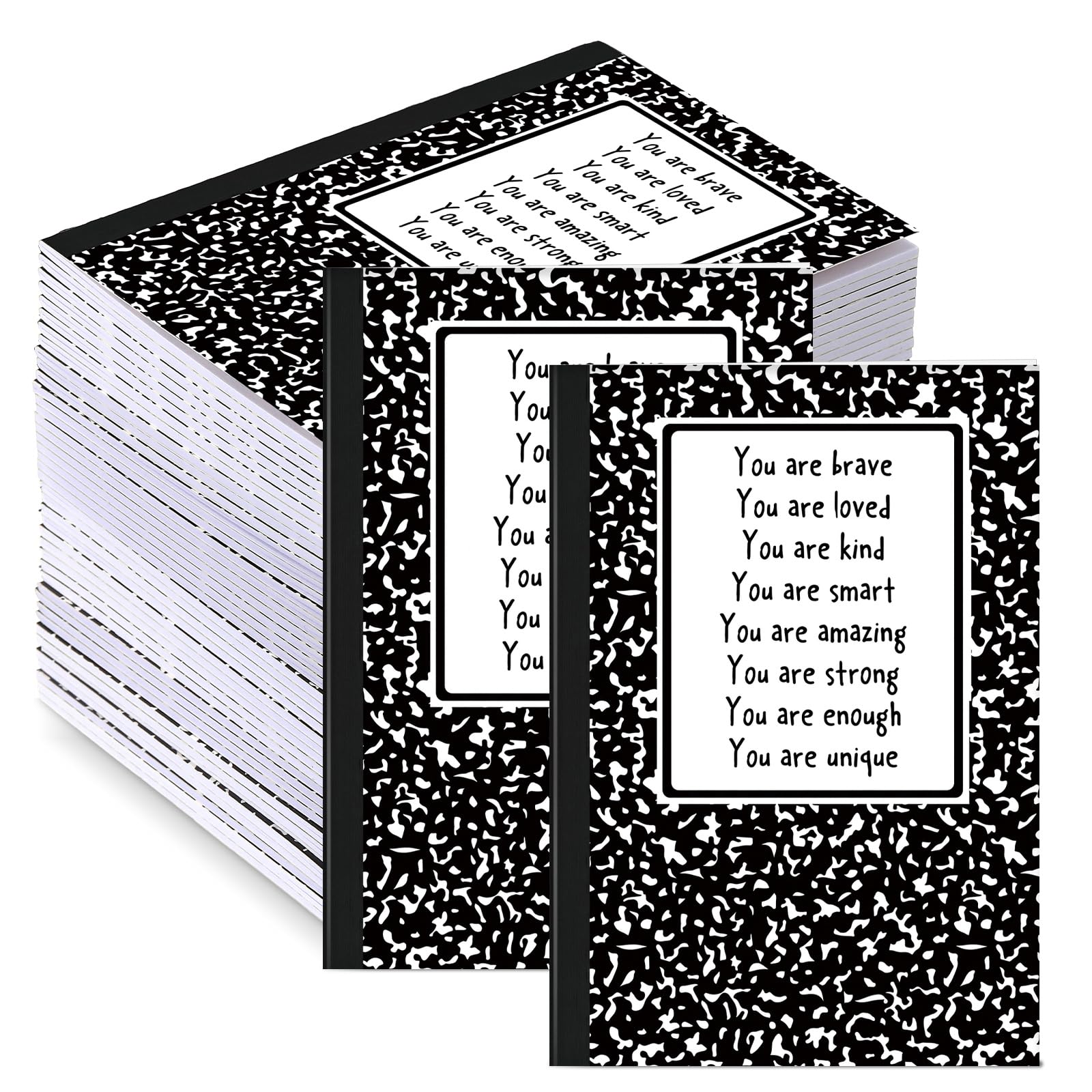 Spakon 50 Pcs Mini Notebooks Bulk Motivational Gifts for Students, Black