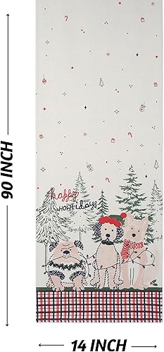 Miniatura 3 de Folkulture Camino de mesa de Navidad de 90 pulgadas de largo para decoración de Navidad de interior para el hogar, camino bohemio 100% algodón para