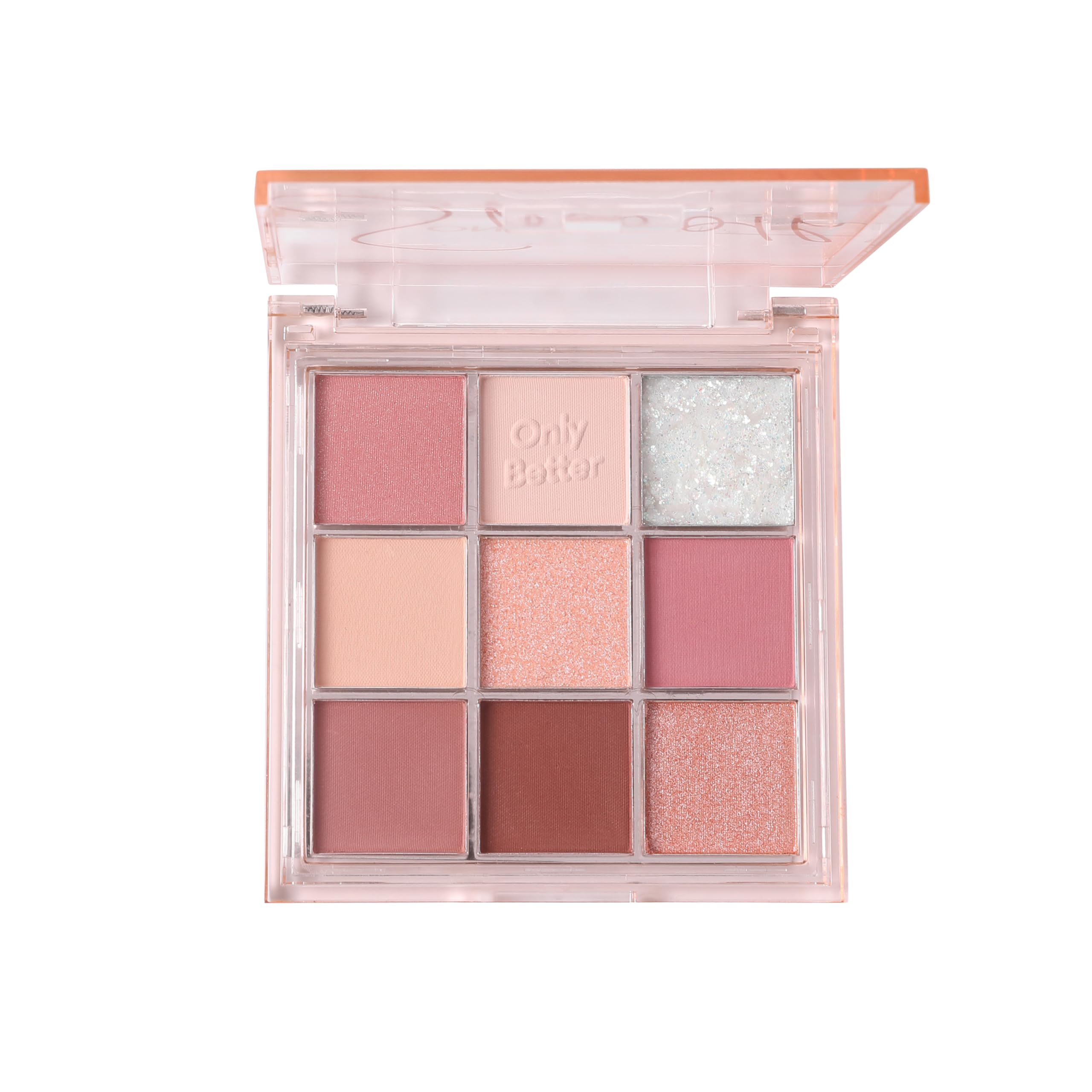 ONLYBETTER Pink Eyeshadow Palette - 9 Shades, Metallic & Shimmers, Long Lasting, Sweatproof & Waterproof