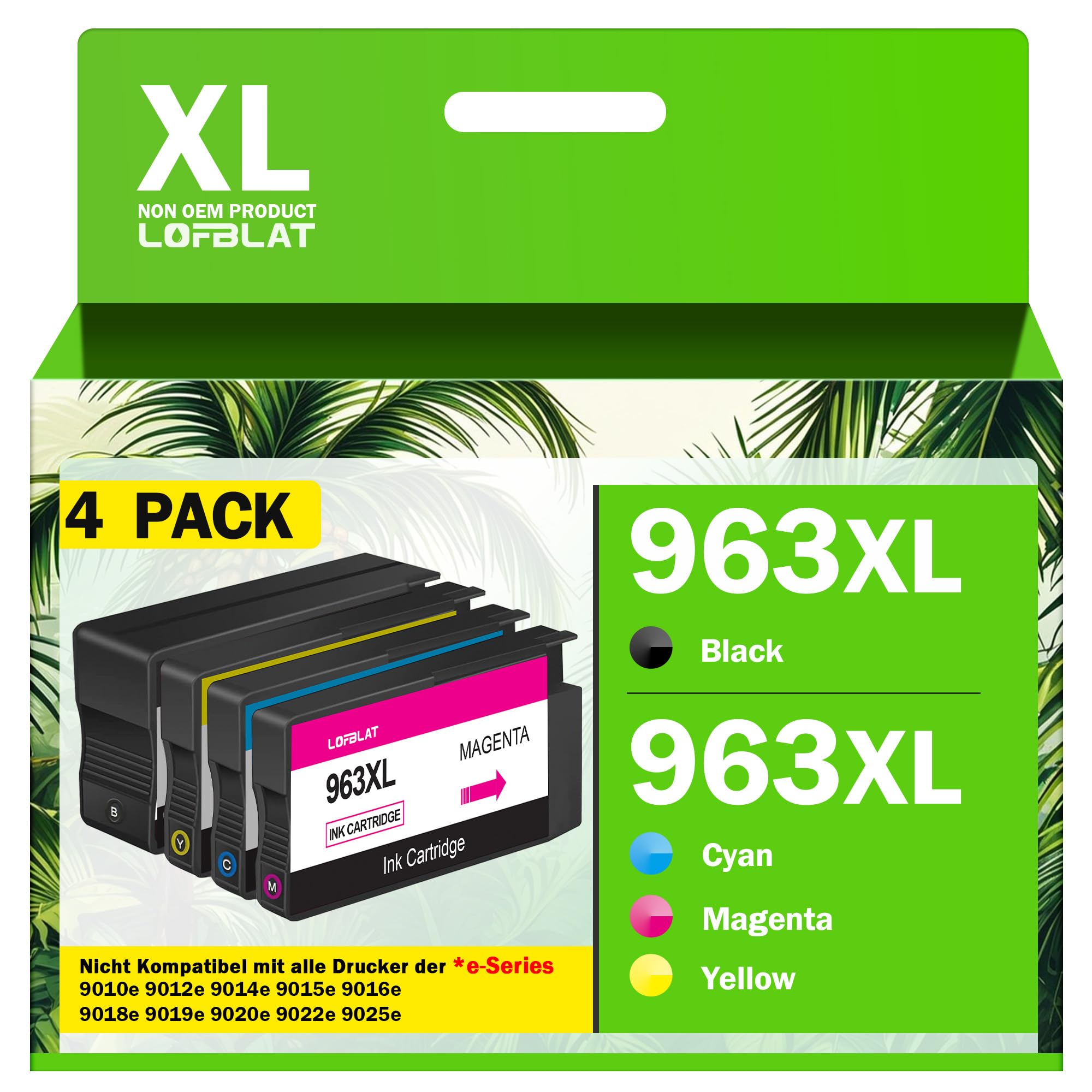 963XL Multipack Officejet Pro 9010 Patronen Kompatibel mit HP 963 Druckerpatronen XL mit HP Officejet Pro 9020 9012 9022 9015 9016 9018 9019 Drucker, Schwarz/Cyan/Magenta/Gelb