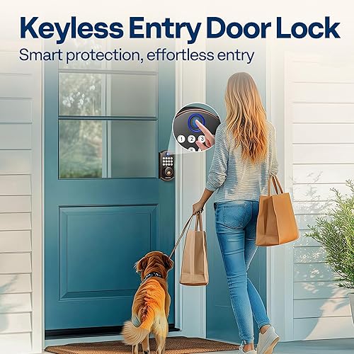 Miniatura 2 de VIVOHOME Cerradura inteligente para puerta delantera, cerradura de puerta de entrada sin llave con huella digital, control remoto de aplicación