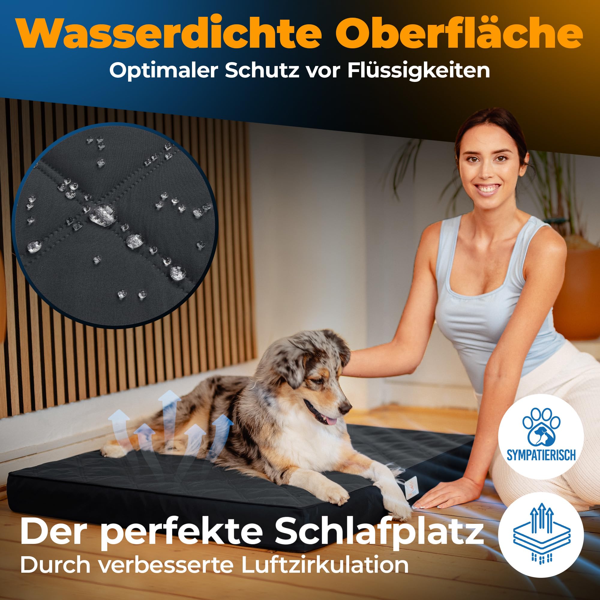 Lit orthopédique pour chien imperméable - Le nouveau tapis préféré de votre nez en fourrure - Coussin antidérapant pour chien - Panier pour chien - Housse lavable - Pour petits à grands chiens - 90 x
