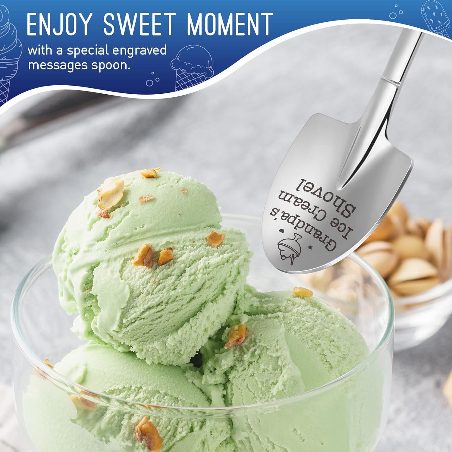 Grandpa Papa Gifts for Birthday Fathers Day Funny Dad’s Ice Cream Shovel Spoon Presents for Grandfather Pops Daddy Step Bonus Dad, Dad’s Birthday, from Grandkids, Grandchildren - Image 3