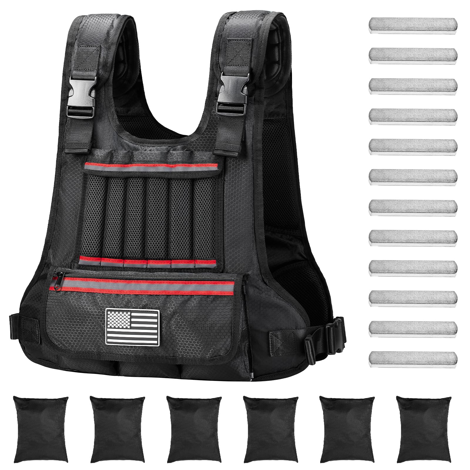 Weighted vest for men 20lbs adjustable weighted vest with Reflective Strips Comfortable Shoulder Pad Design Workout Vest for