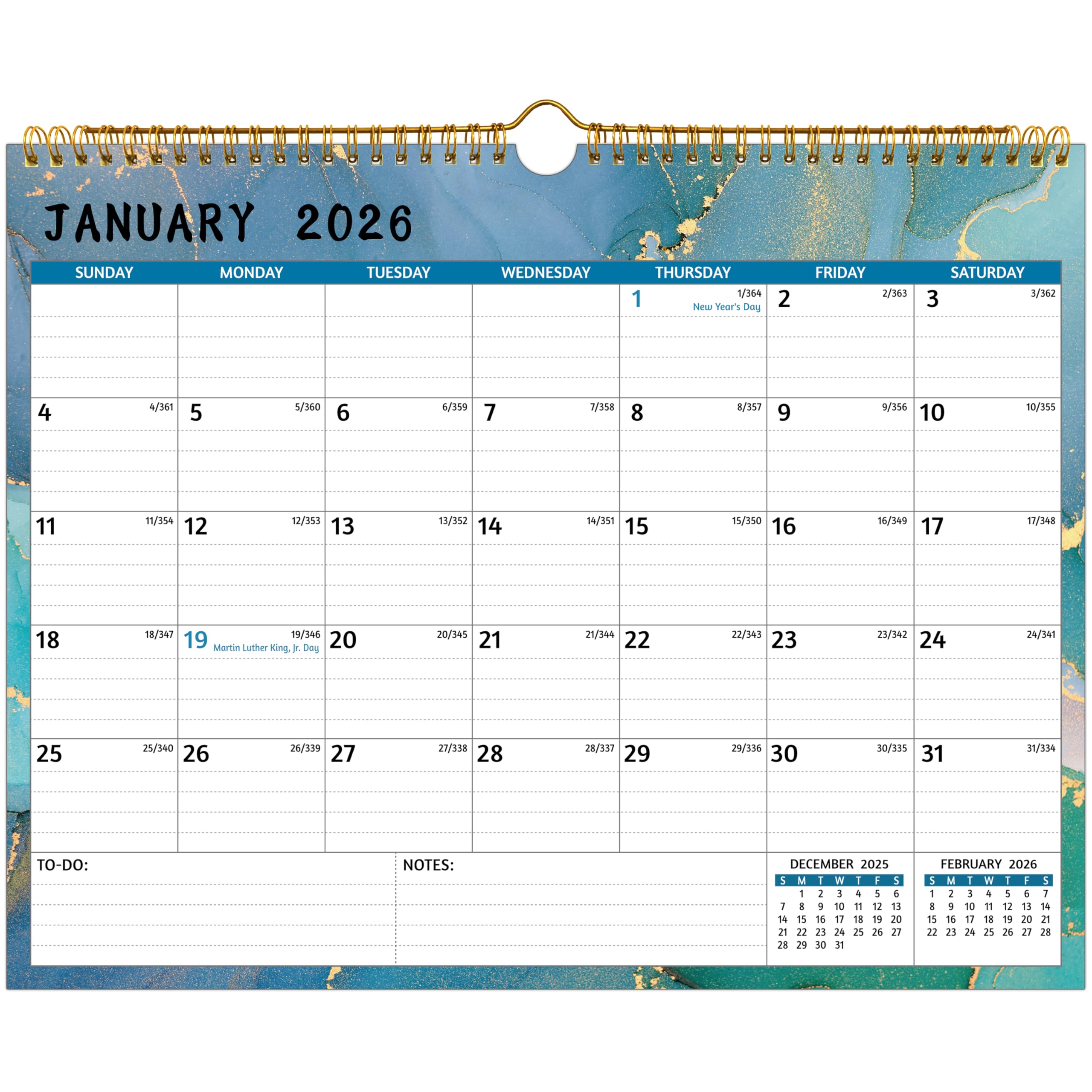 Wall Calendar 2026-2027 – 2 Year Calendar 2026-2027, Jan 2026 – Dec 2027, 14.57 x 11.42 In, 2026 Calendar 24 Months, Monthly Calendar 2026, with Ruled Blocks, Thick Paper, Holidays, To-do List ＆ Notes