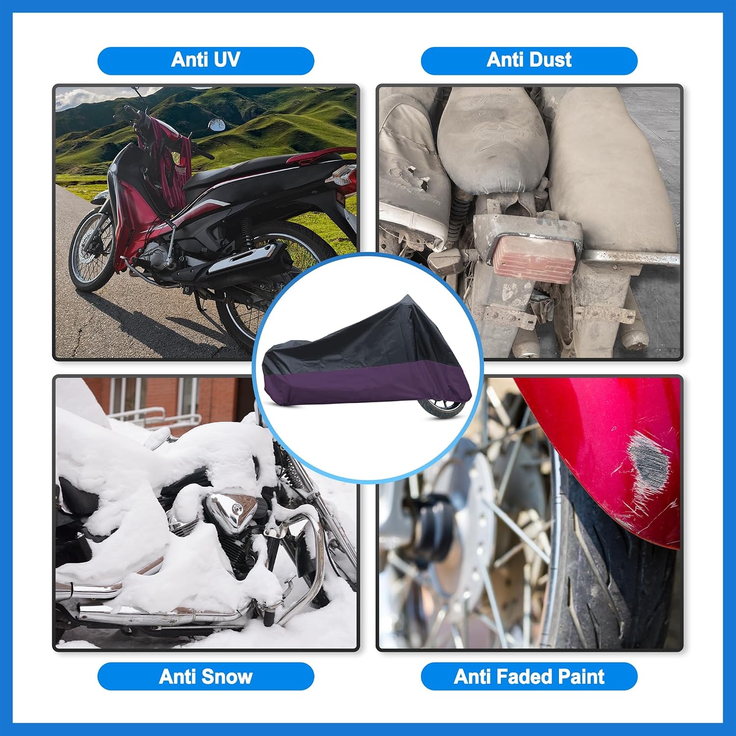 Motorcycle Cover Waterproof Rain Cover 190T XXL Black Purple for Honda Shadow ACE Spirit Sabre 600 750 1100 VT Auto Accessories