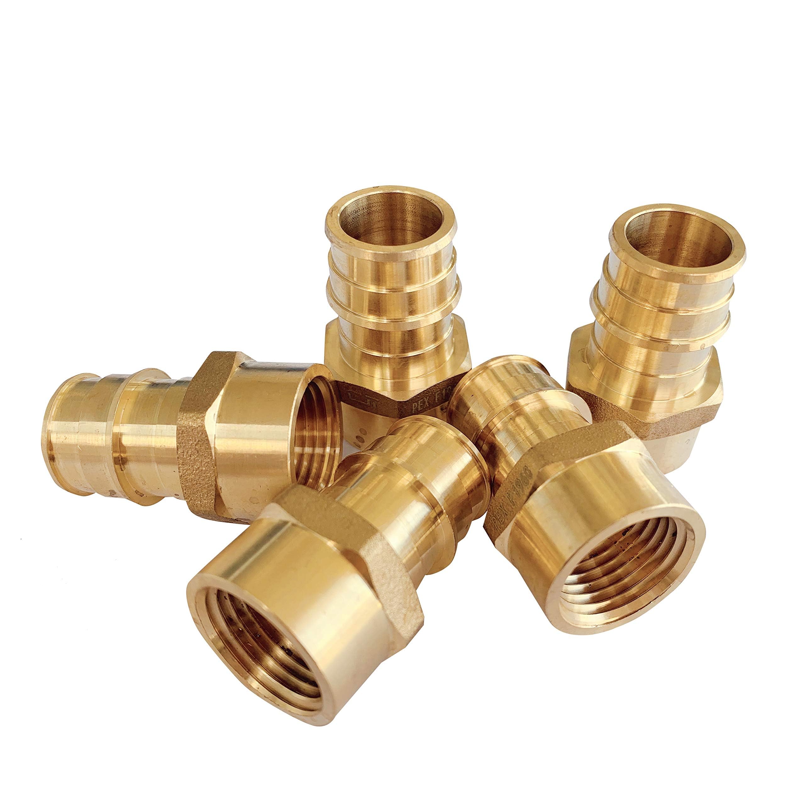 Paquete de 20 accesorios de latón de expansión de flujo completo EFIELD Pex A, adaptador NPT hembra de 1 pulgada Pex x 3/4 pulgadas, ASTM F1960 solo para tubos Pex A