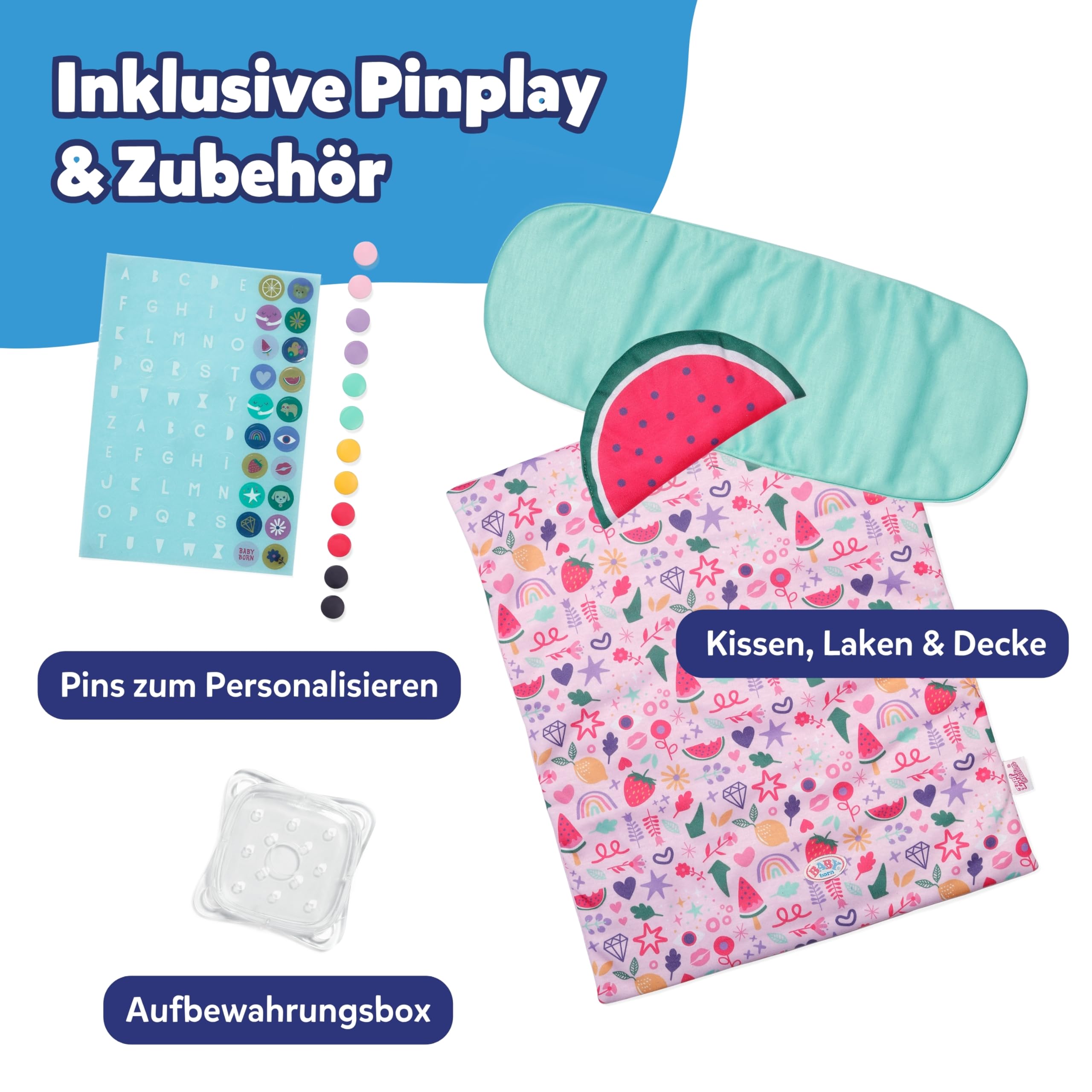 BABY born 3 in 1 Wiege Pinplay, Puppenbett, Wiege und Trage mit Pins zum Verzieren, inkl. Bettdecke und Kopfkissen