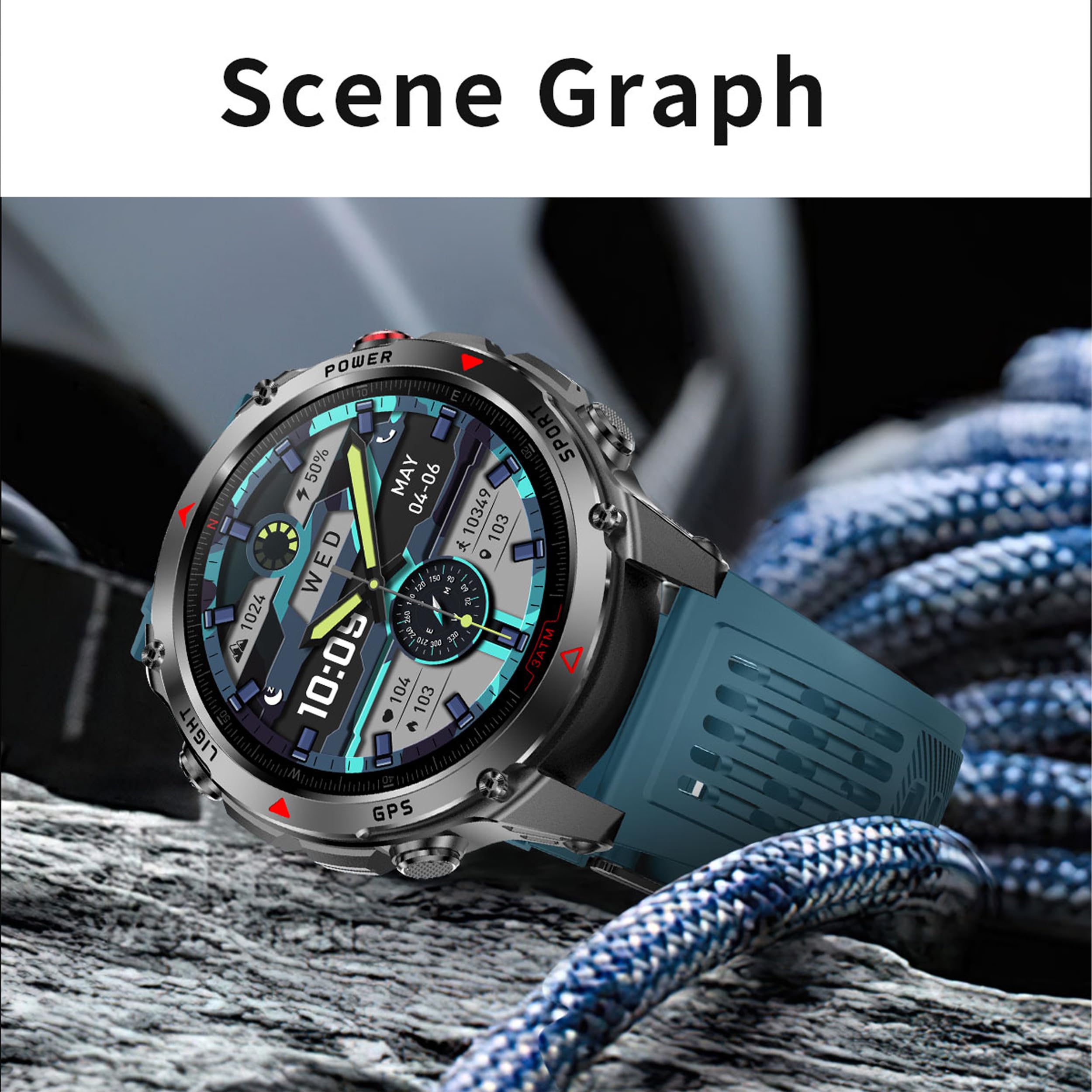 Reloj Inteligente Hombre con Llamadas, 1,46 Pulgada Smartwatc Hombre Deportivo con Podometro Pulsometro SpO2 Sueño Presion Arterial Actividad IP68 Reloj Digital para iOS Android (Plateado)