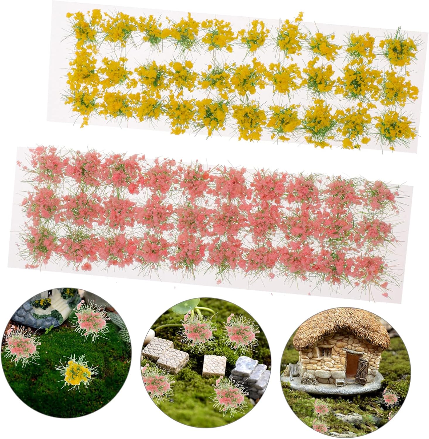 DOITOOL 8sheets DIY Flower Tuft Kit Miniature Grass Tuft for Dollhouse Garden Realistic Decor