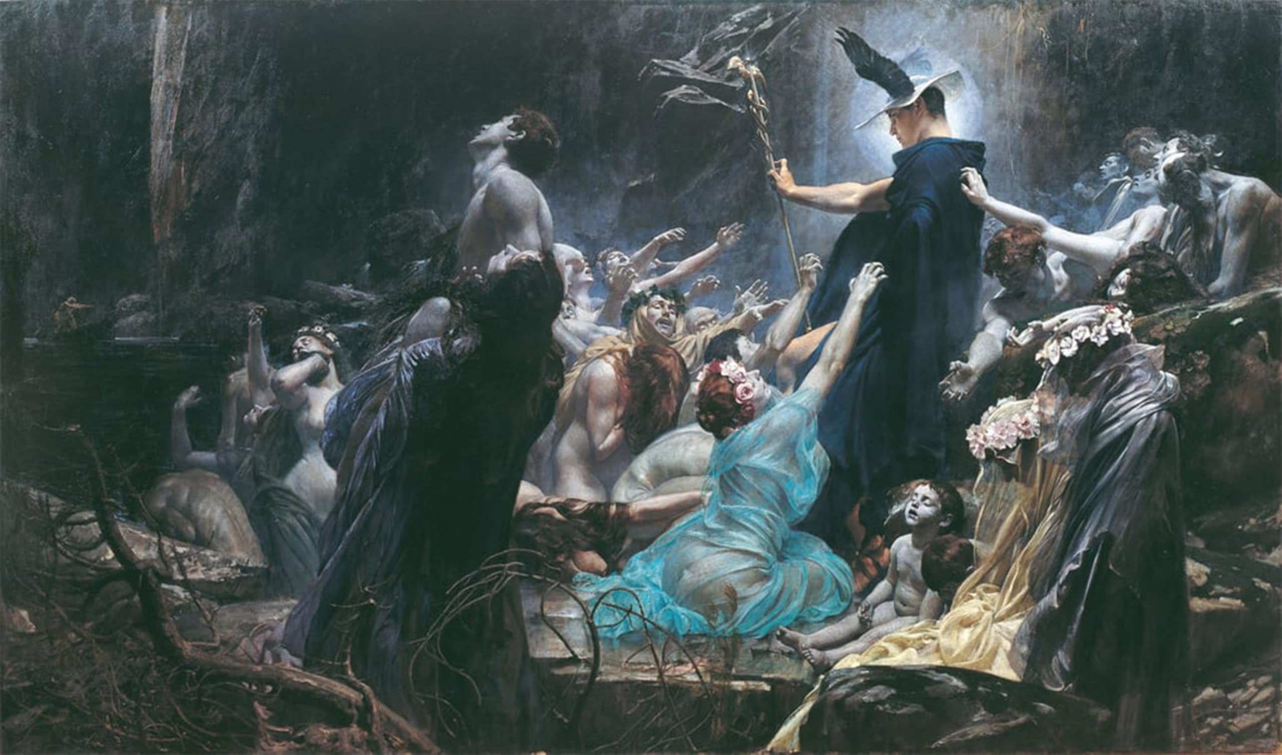Pmefgjdpe No Frame Famous Painting Poster Wall Decor Art Print Images The Souls Of Acheron By Adolph Hiremy Hirschl Animal Posters For Home Decor 60X90cm