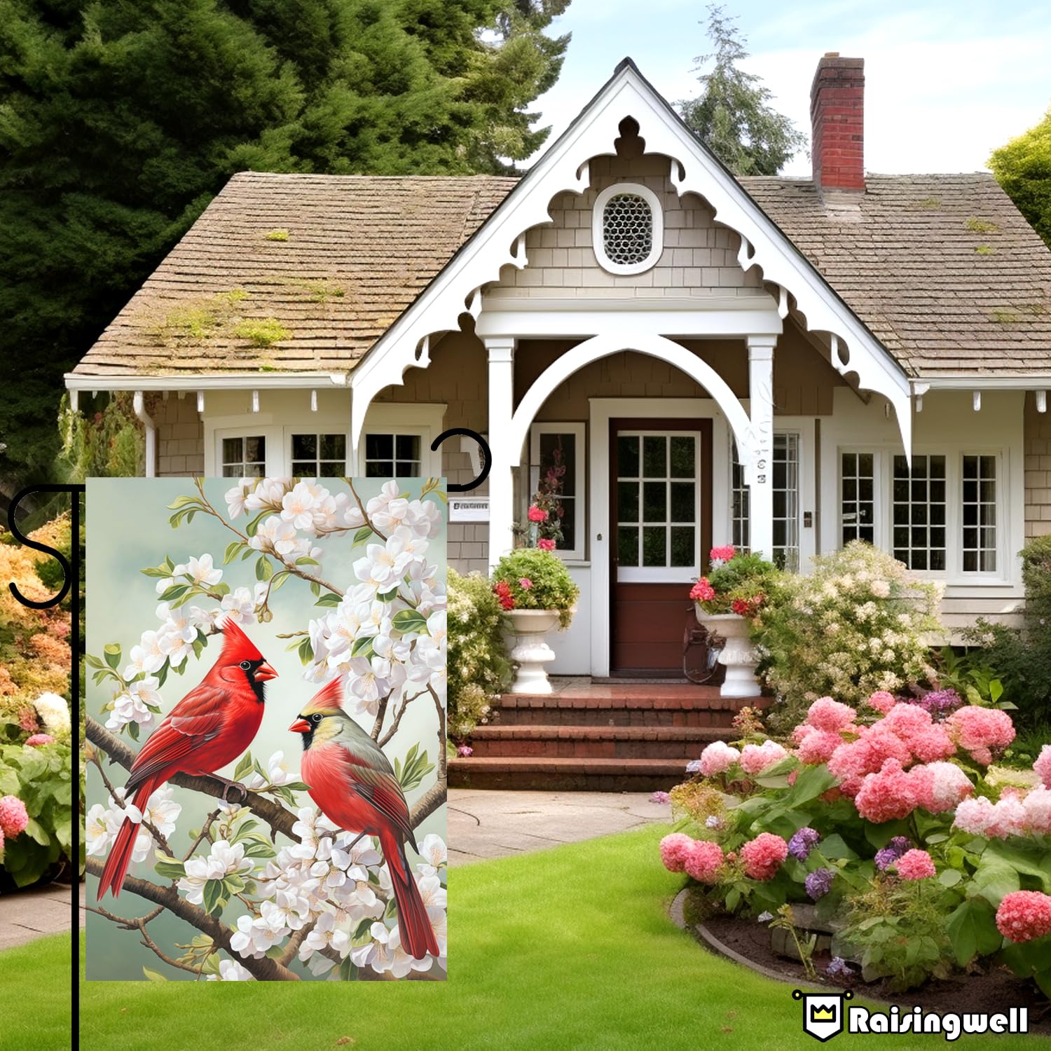 Raisingwell Cardinal Gartenflagge Für Den Außenbereich – 30,5x45,7 Cm, Doppelseitig Bedruckt, Wetterfest & Mit Aufhänger
