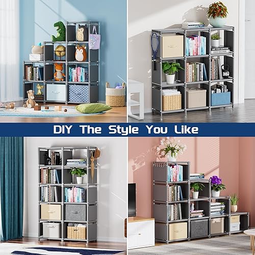 Miniatura 3 de Mavivegue Librería, organizador de almacenamiento de 10 cubos, organizador de estante para libros, estante alto, estuches para libros, estante de