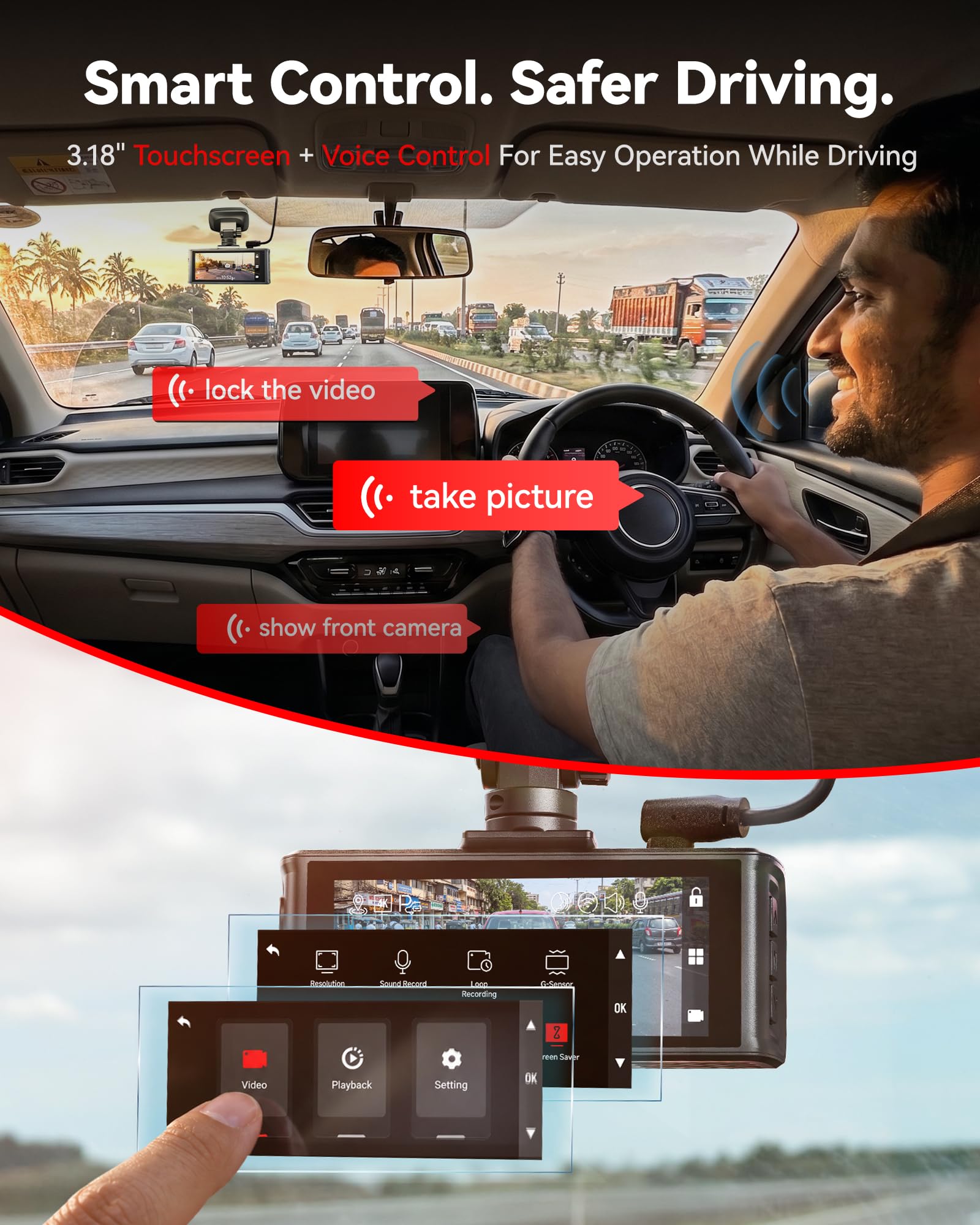REDTIGER F7N Elite 4K Dual Dash Cam - 2 Channel -5