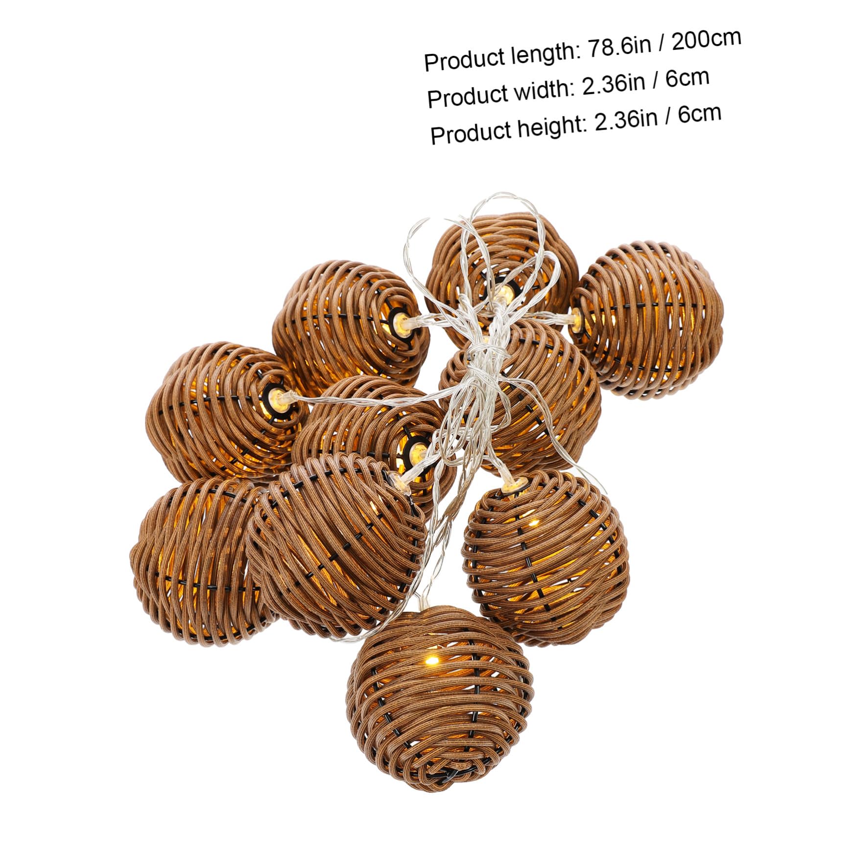 TOYANDONA Imitations Rattan Licht LED Dekorationslichterkette 1 Satz Braun | Kunststoff und Eisen, Batteriebetrieben mit 3 Aa Batterien, für Hochzeit und Party