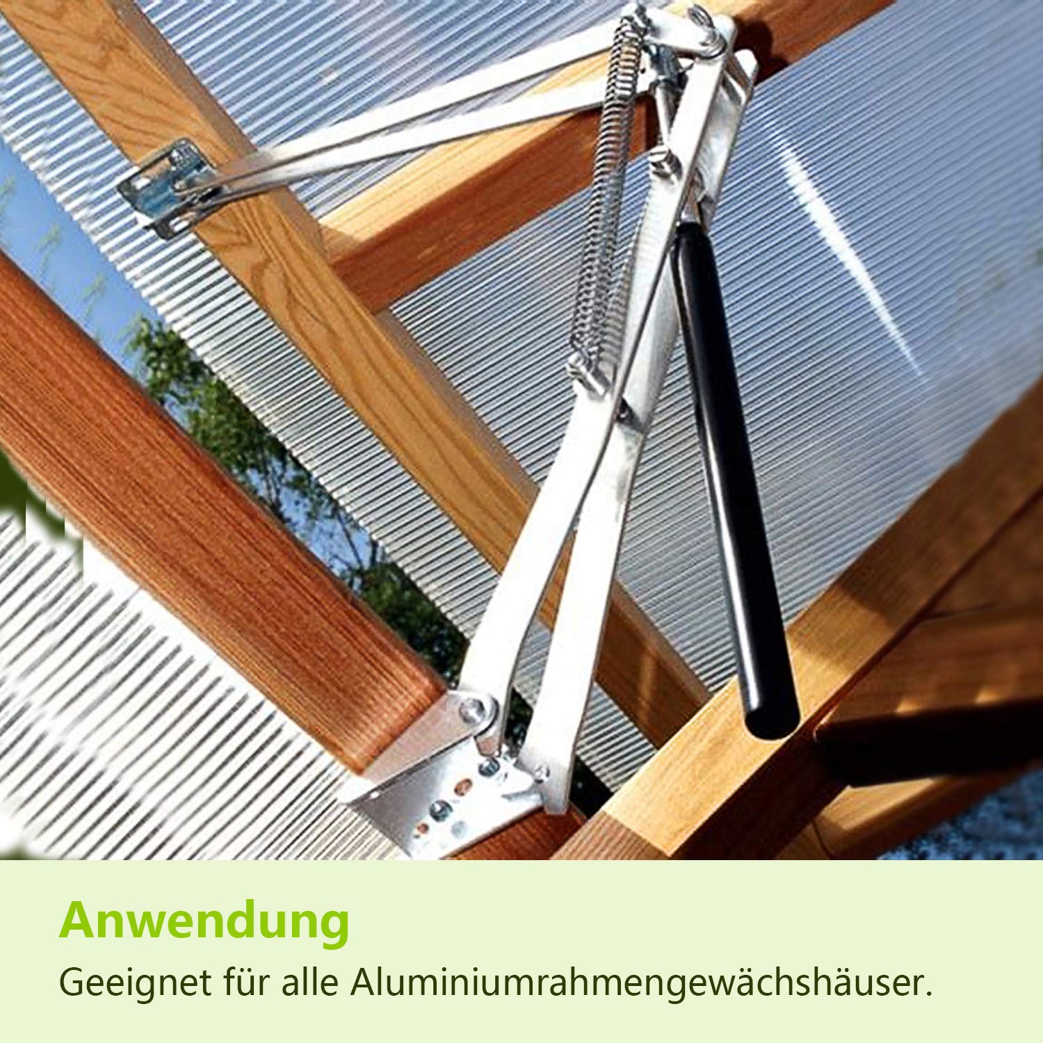 Jopassy 1x Automatischer Fensteröffner Gewächshaus, Hubkraft 14kg Doppelte Feder Automatischer Fensterheber, Öffnungshöhe 45cm Öffnen & Schließen Öffnungswinkel Fensterheber durch Temperatursteuerung