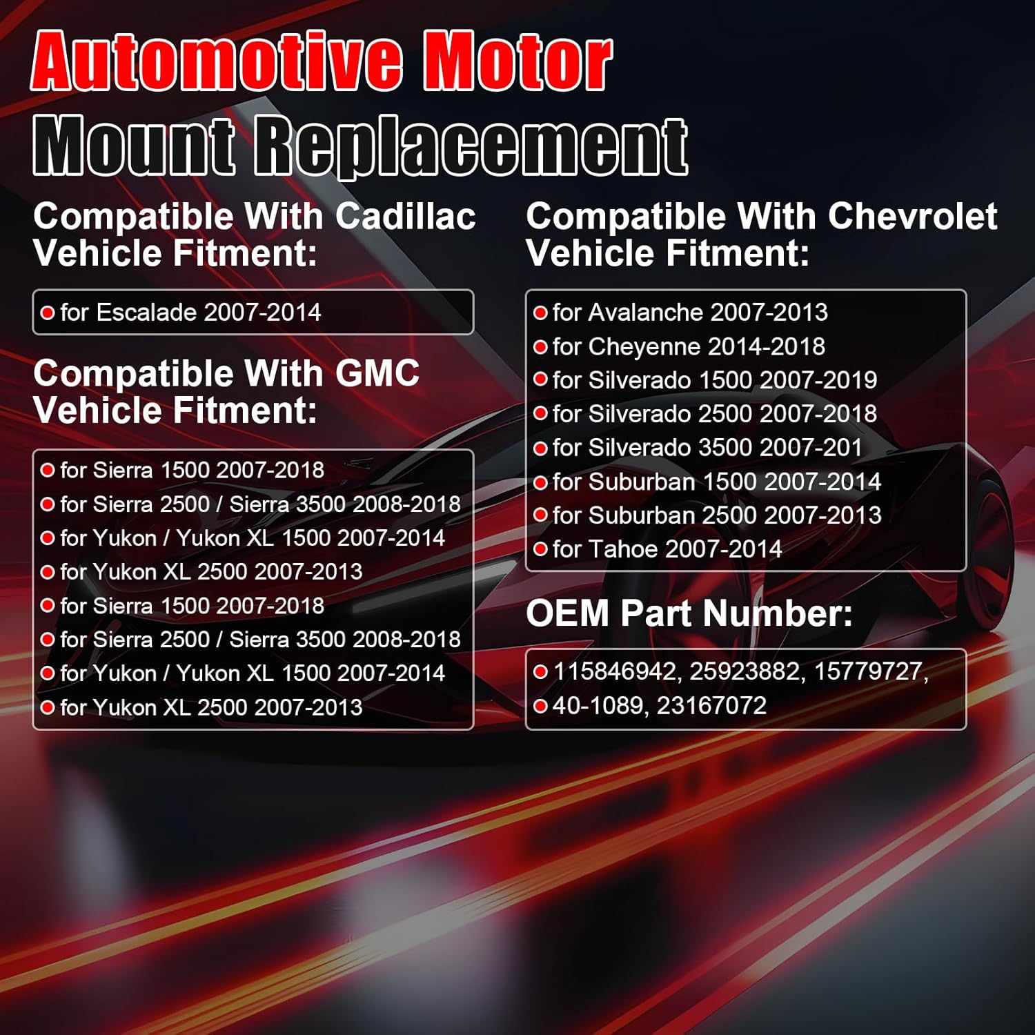 Front Windshield Wiper Motor 40-1089 Fit for Cadillac Escalade 2007-2014, for Chevrolet Avalanche 2007-2013, for GMC Sierra 1500 2007-2018 Replacement for 15779727 Direct Fit Wiper Motor Assembly