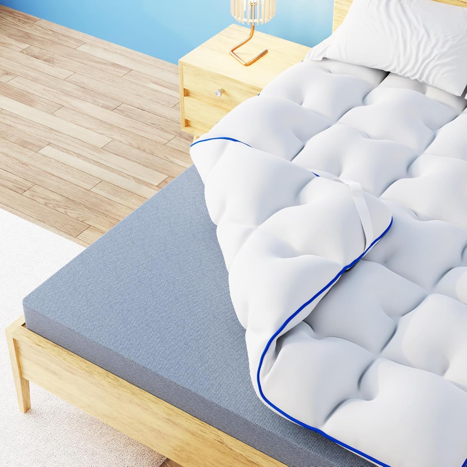 CASABEL Topper Colchón Diamante 150x200 cm de Microfibra, Comodidad óptima, Suave, hipoalergénico, Transpirable, para Camas Dobles, Adultos, niños, sofá Cama, Cama supletoria