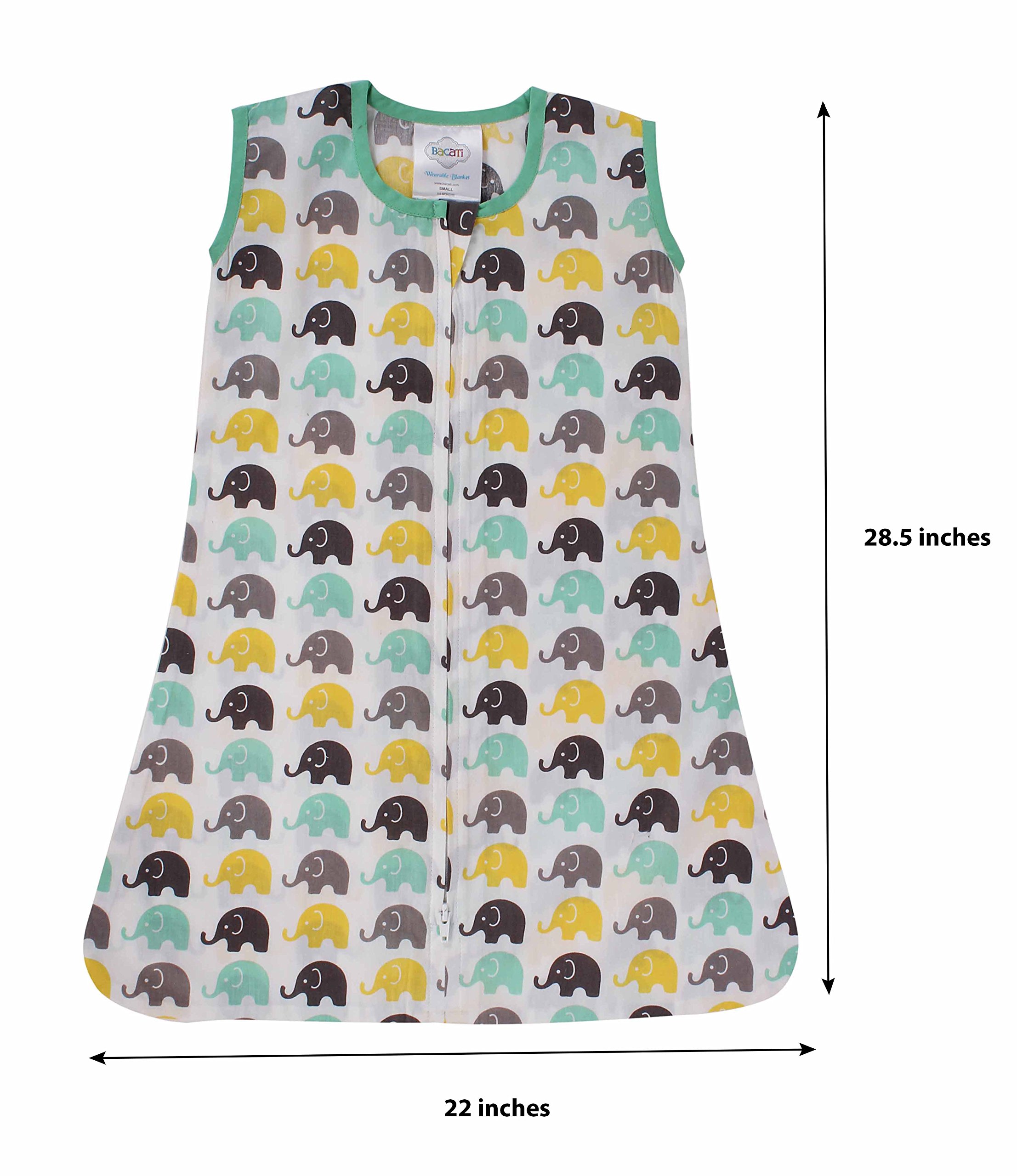 Bacati Elephants Sleeping Bag, Mint/Yellow/Grey, Med