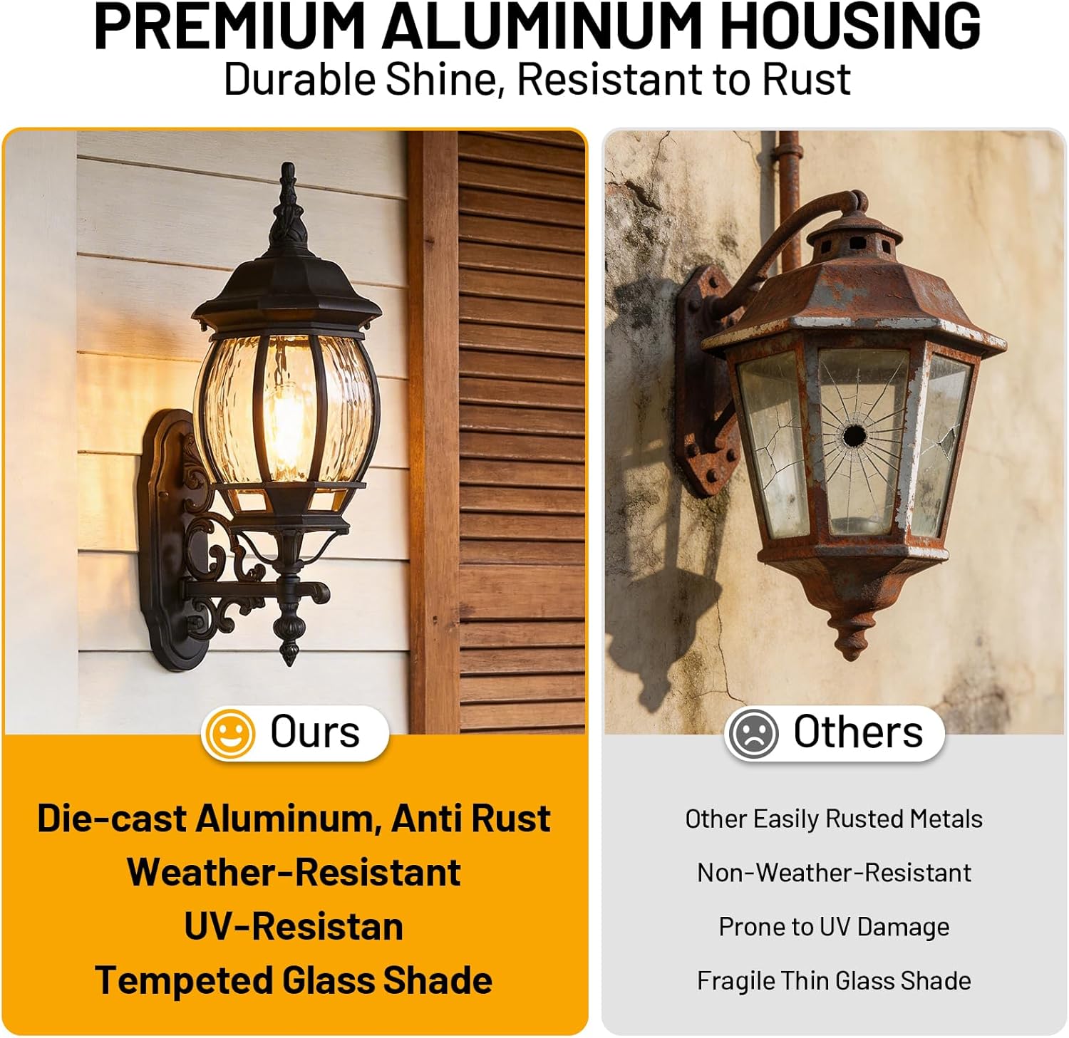 Extra Large Outdoor Wall Lights for House, Extra Large Black Exterior Lantern Wall Mount, Waterproof Front Porch Light Fixture for Garage & Patio, Outdoor Sconce Lighting