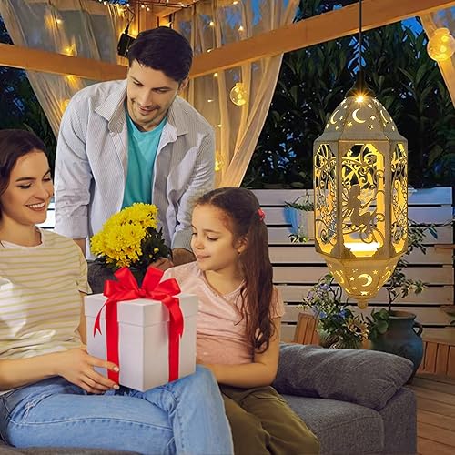 Miniatura 7 de Paquete de 2 faroles de hadas de bronce y faroles de hadas blancos para exteriores, impermeables, colgantes, luces solares de hadas para decoración