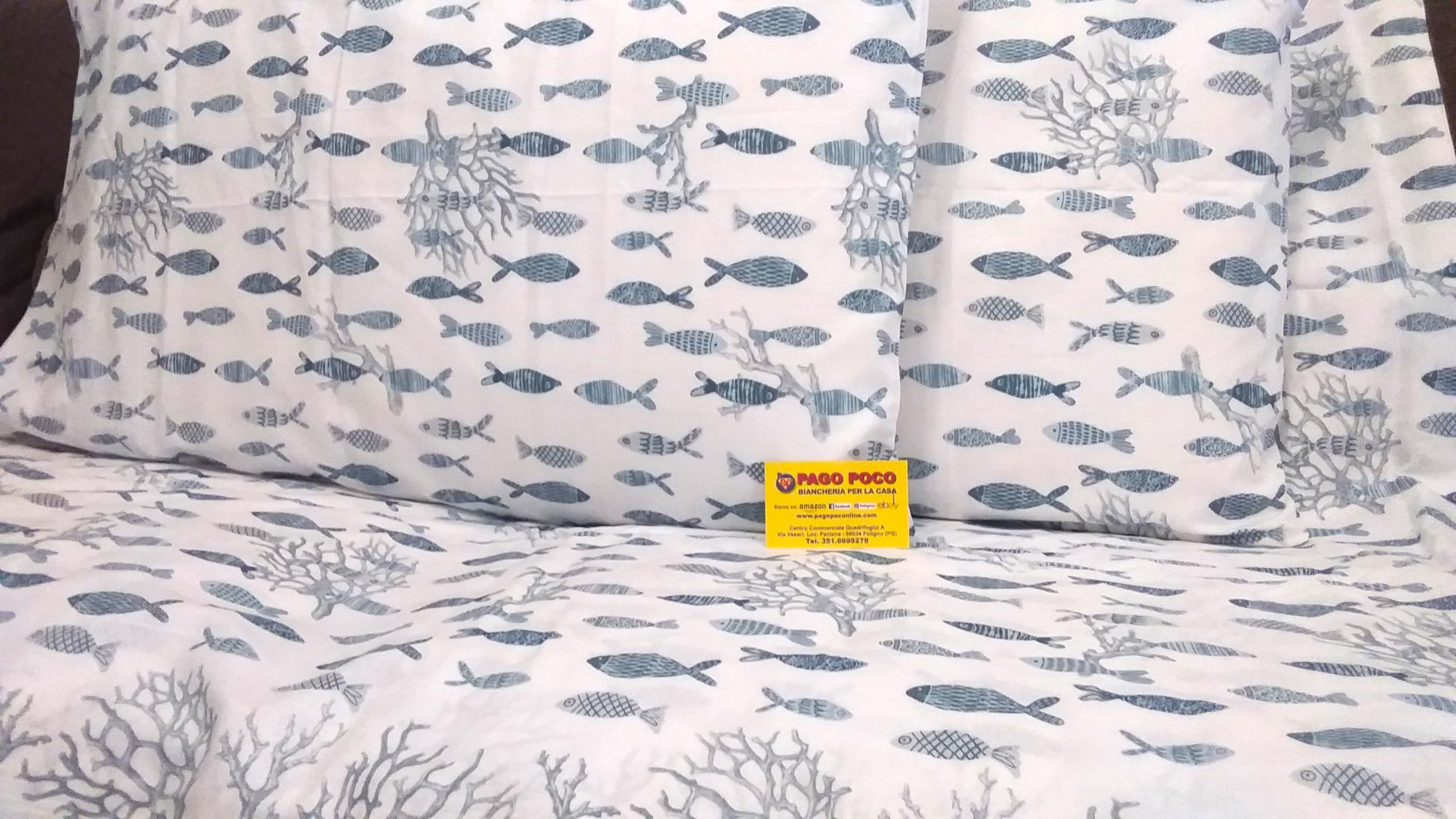 Completo Letto Fantasia CORALLO PESCI MARE In Stampa Digitale Matrimoniale-Singolo-Una piazza e Mezza 100% Cotone Con Elastico Perimetrale (Matrimoniale)