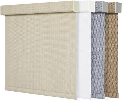 Tonature 100% Blackout Roller Shades for Windows Cordless Roller Blinds with UV Protection Natural Woven Fabric, Room Darkening Thermal Insulated for Home, Easy to Install, 16" W x 60" H, Beige