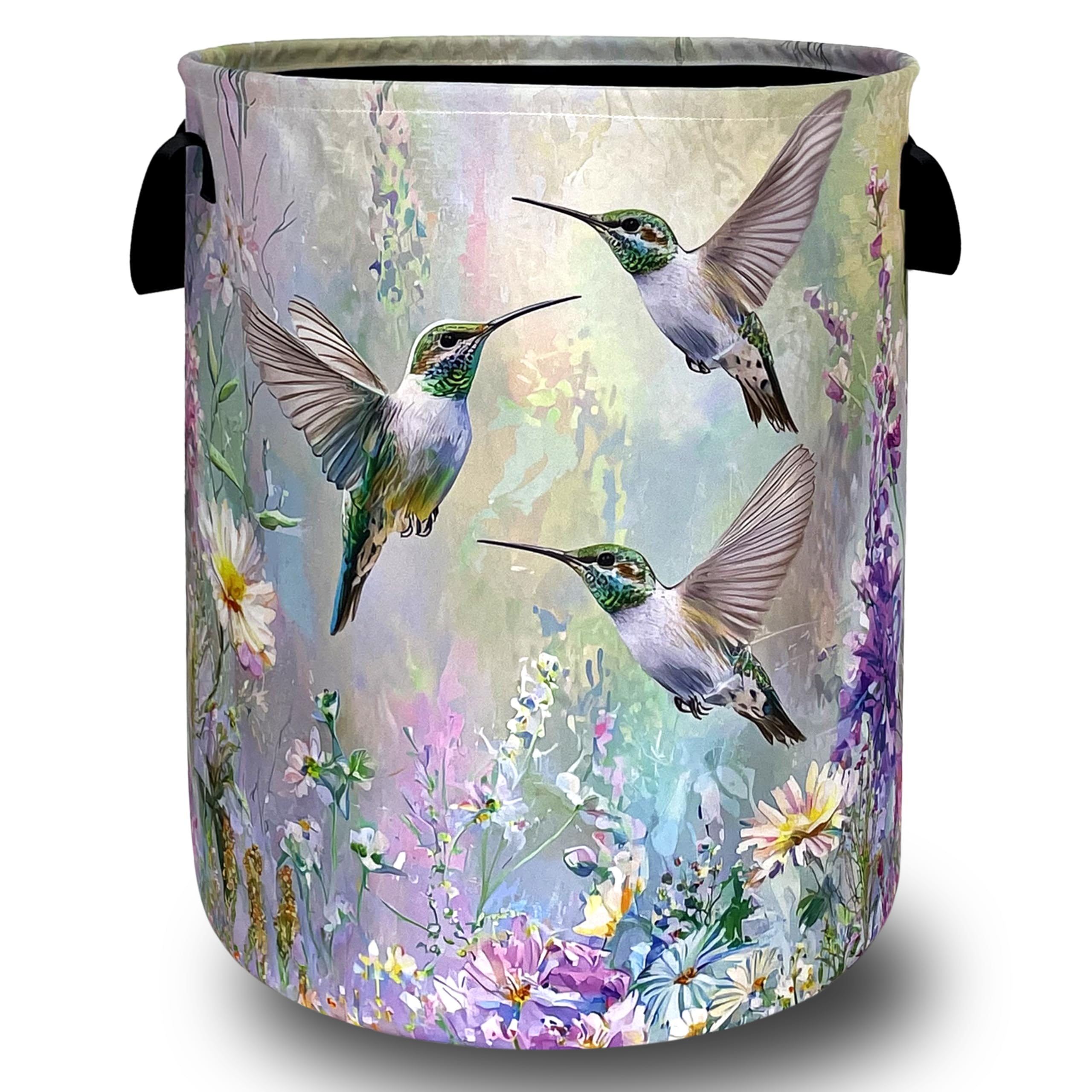 Beautiful Hummingbird Laundry Basket Oxford Cloth Hamper 18.9"x16.5"