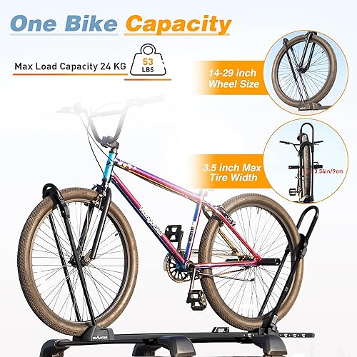 Miniatura 3 de Portabicicletas plegable y ligero con bloqueo seguro, 1 portabicicletas para coches, SUV, se adapta a ruedas de 14 a 29 pulgadas, hasta 3.5 pulgadas