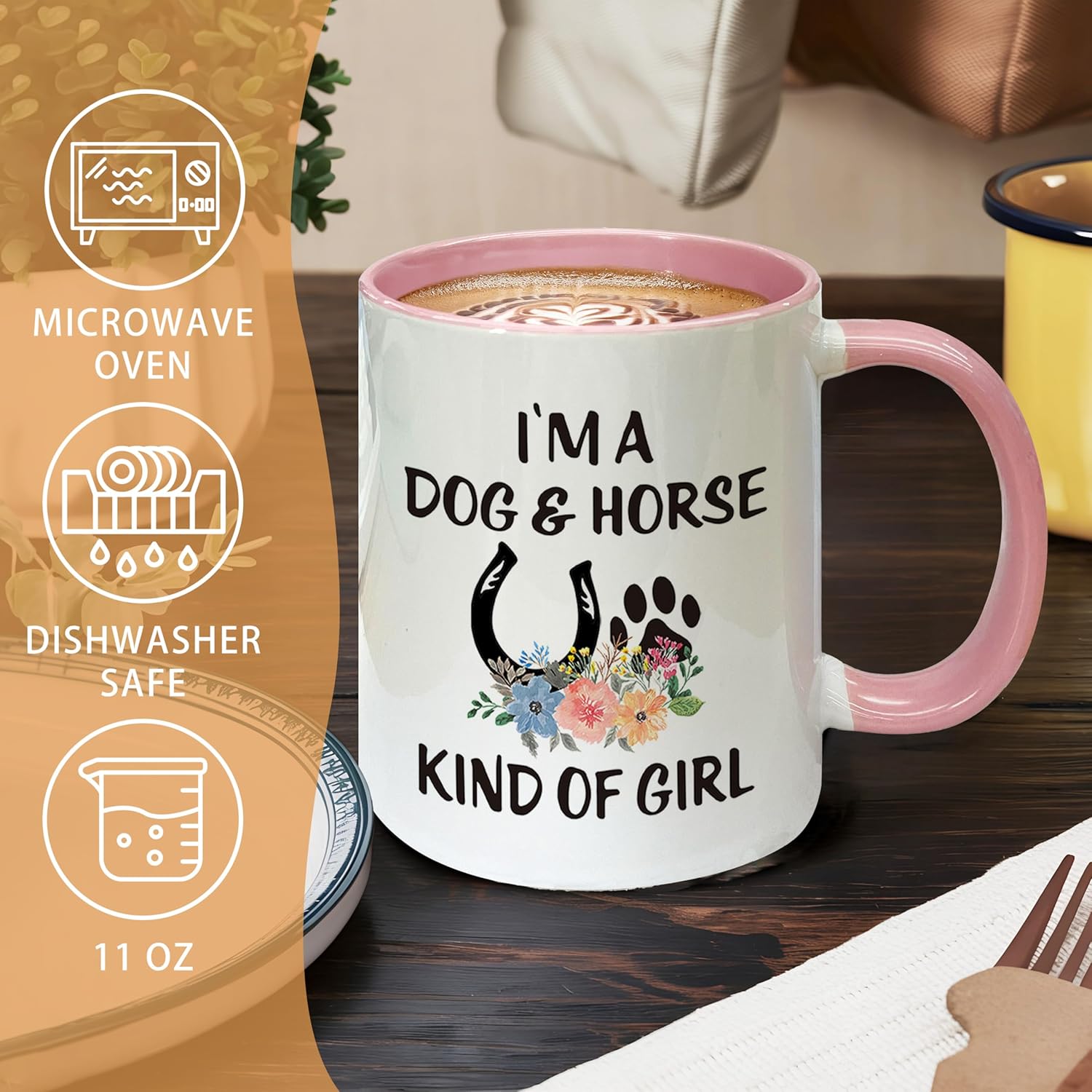 Dog Horse Lover Gifts For Women Coffee Mugs, Equestrian Gifts Coffee Tea Cup Gifts For Women Christmas, Gifts For Horse Dog Lover, I'm A Dog And Horse Kind Of Girl Ceramic Coffee Mug 11oz - Image 4