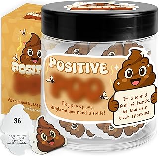 Positive Poo Jar With 60 Affirmation Cards - Funny Poop Gifts For Friends - Emotional Support Poop - Funny Gag Gifts For Coworkers, Men - Daily Positive Affirmations - Teen Girl Gift Stocking Stuffer
