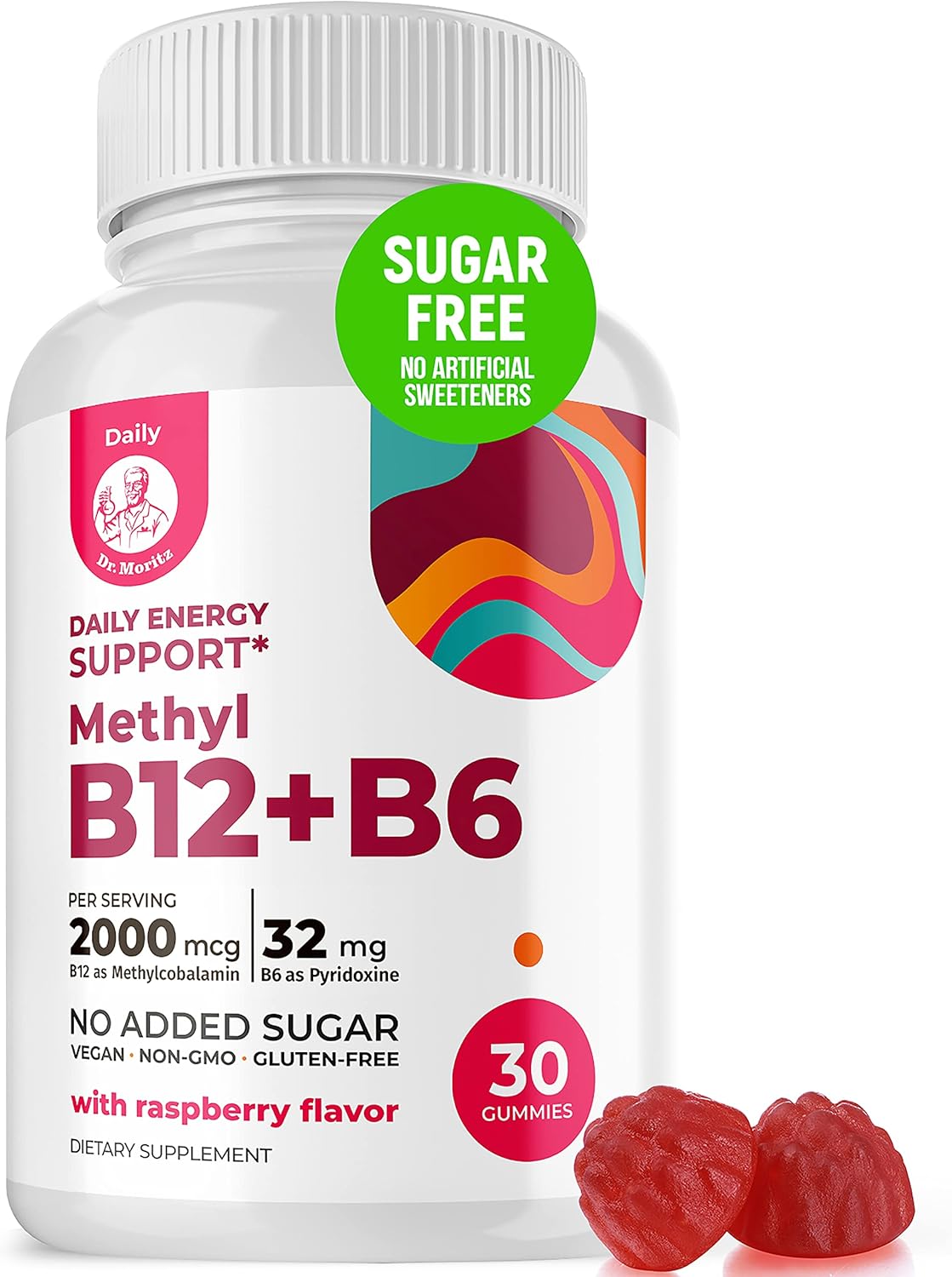 DR. MORITZ Vitamin B12 B6 Gummies for Adults & Kids Sugar