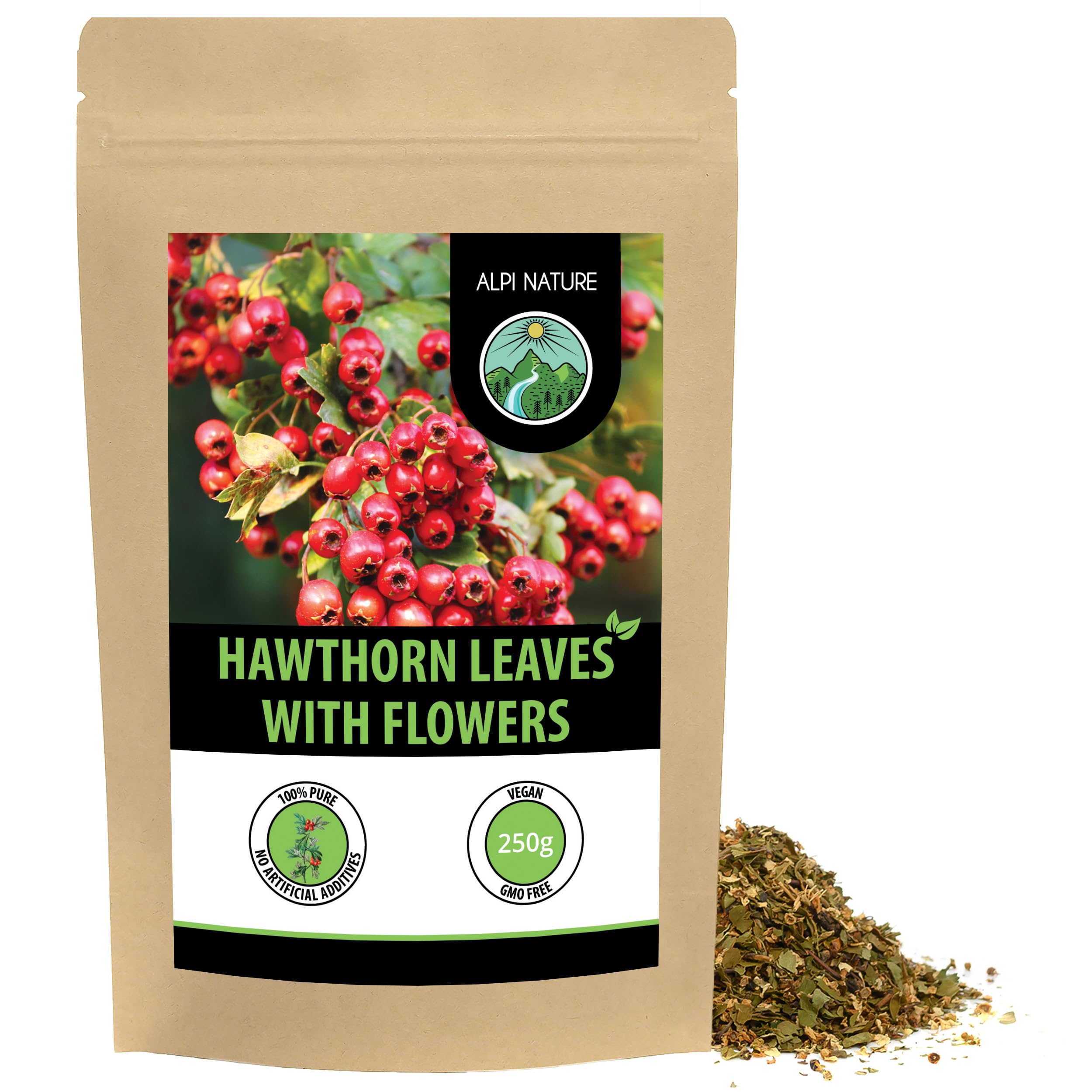 Hawthorn Tea 250g 8.8 oz, Loose Leaf Tea, Dried and Cut Hawthorn Leaves and Flowers