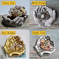 Vista 7 de FUNSHOWCASE Manos grandes ahuecadas y bolas de esfera de resina epoxi moldes de silicona, hacer cenicero, plantador, vela, bandeja de baratija