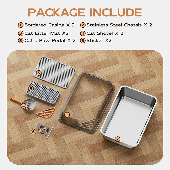 Arenero para gato acero inoxidable extra grande 2 pack miniatura 8