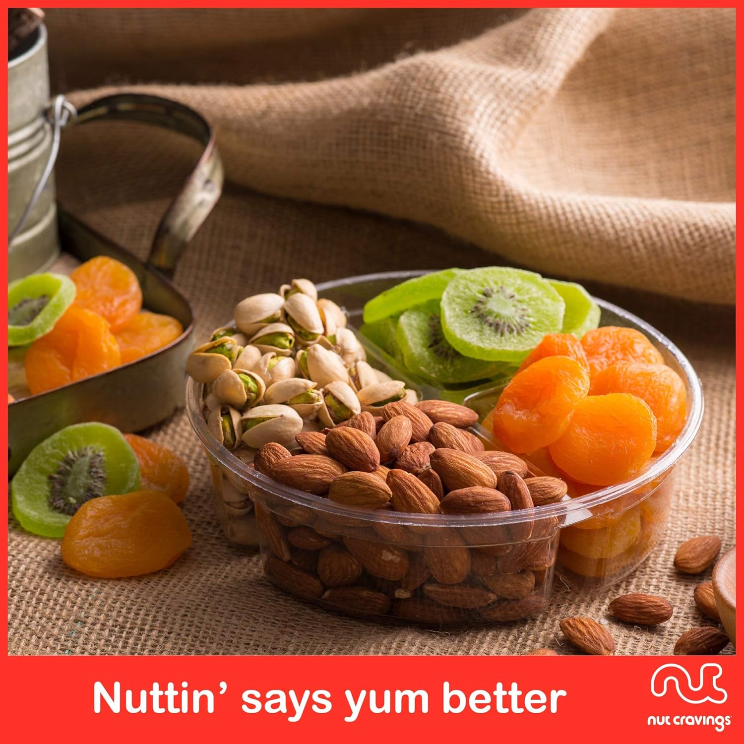 NUT CRAVINGS - Purim Mishloach Manot Dried Fruit & Mixed Nuts Gift Basket in Red Box (4 Assortments) Ramadan Gifts Food Arrangement, Healthy Snack Care Package, - Image 2