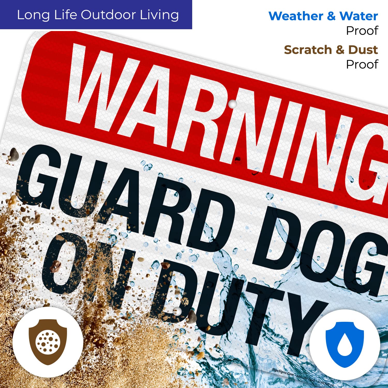 Warning Guard Dog On Duty Sign, 12x18 Inches, 3M EGP Reflective .063 Aluminum, Fade Resistant, Made in USA by Sigo Signs
