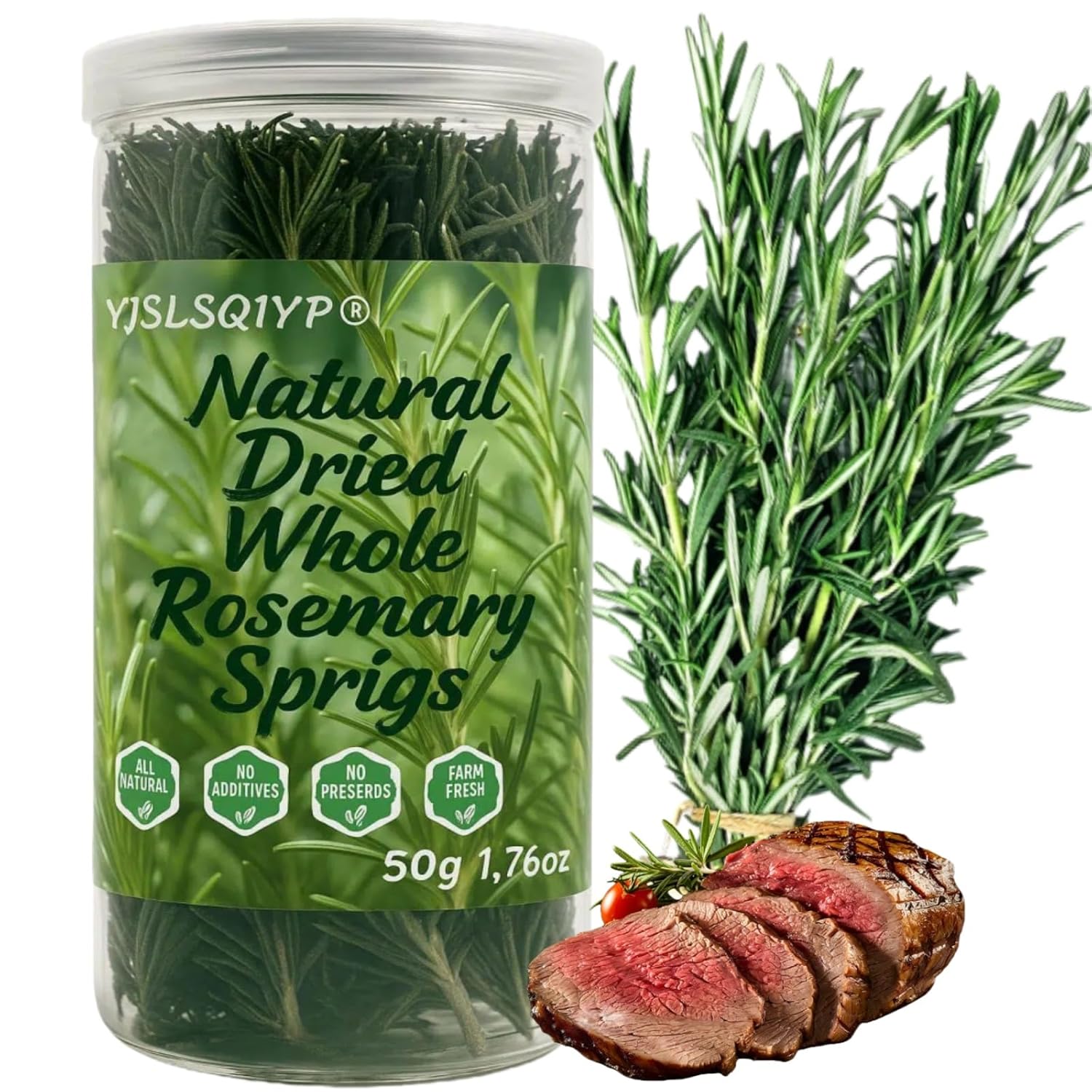 YJSLSQIYP Naturally Dried Whole Rosemary Sprigs 7-8" Long 1.76oz | Premium Culinary Herb for Cooking Baking Tea Crafts
