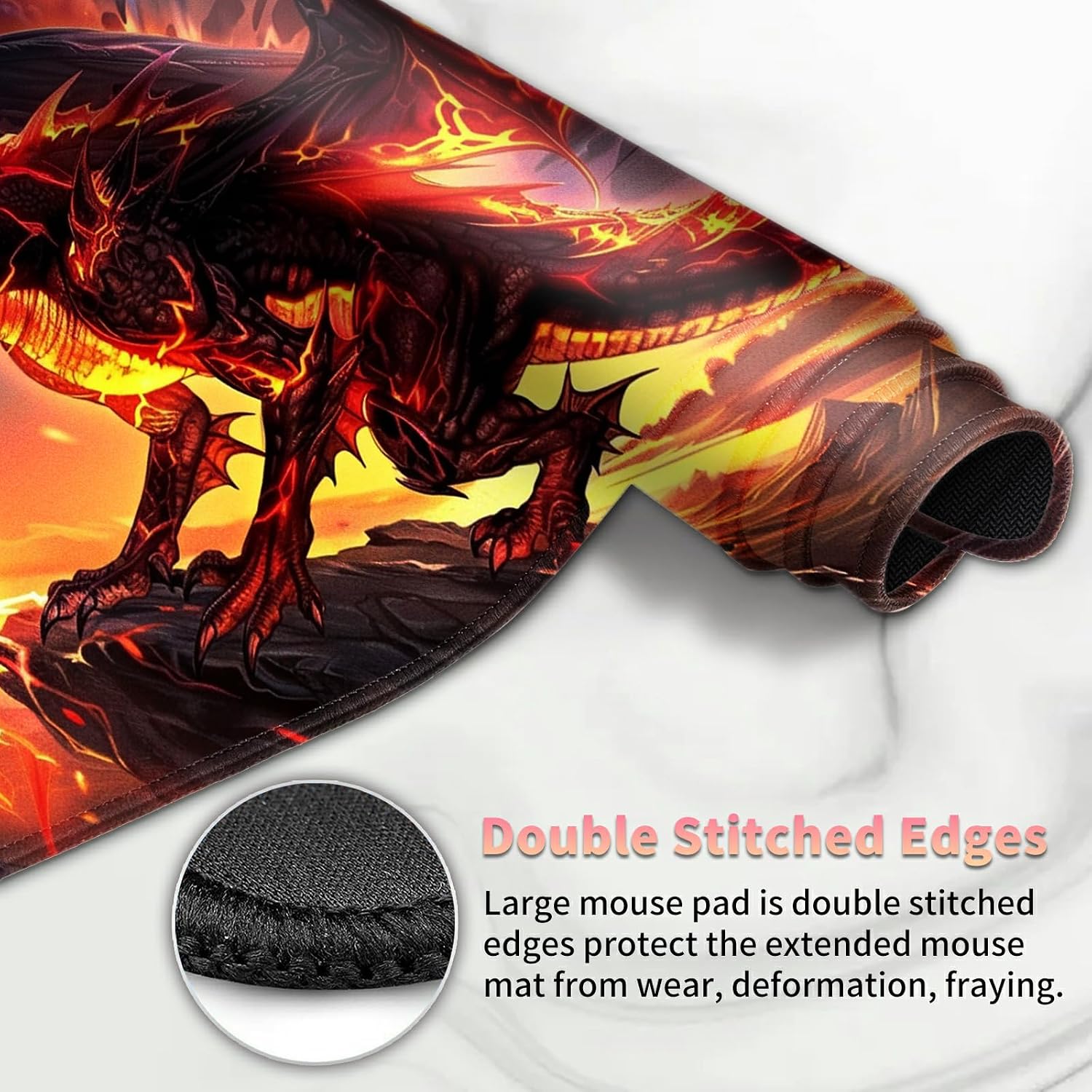 Playmat for MTG with Zones (2 Pack), Card Game Mat Non-Slip Rubber Base and Stitched, 24 x 14 inch TCG Play Mat for MTG and Other Card Games, Blue and Red Dragons
