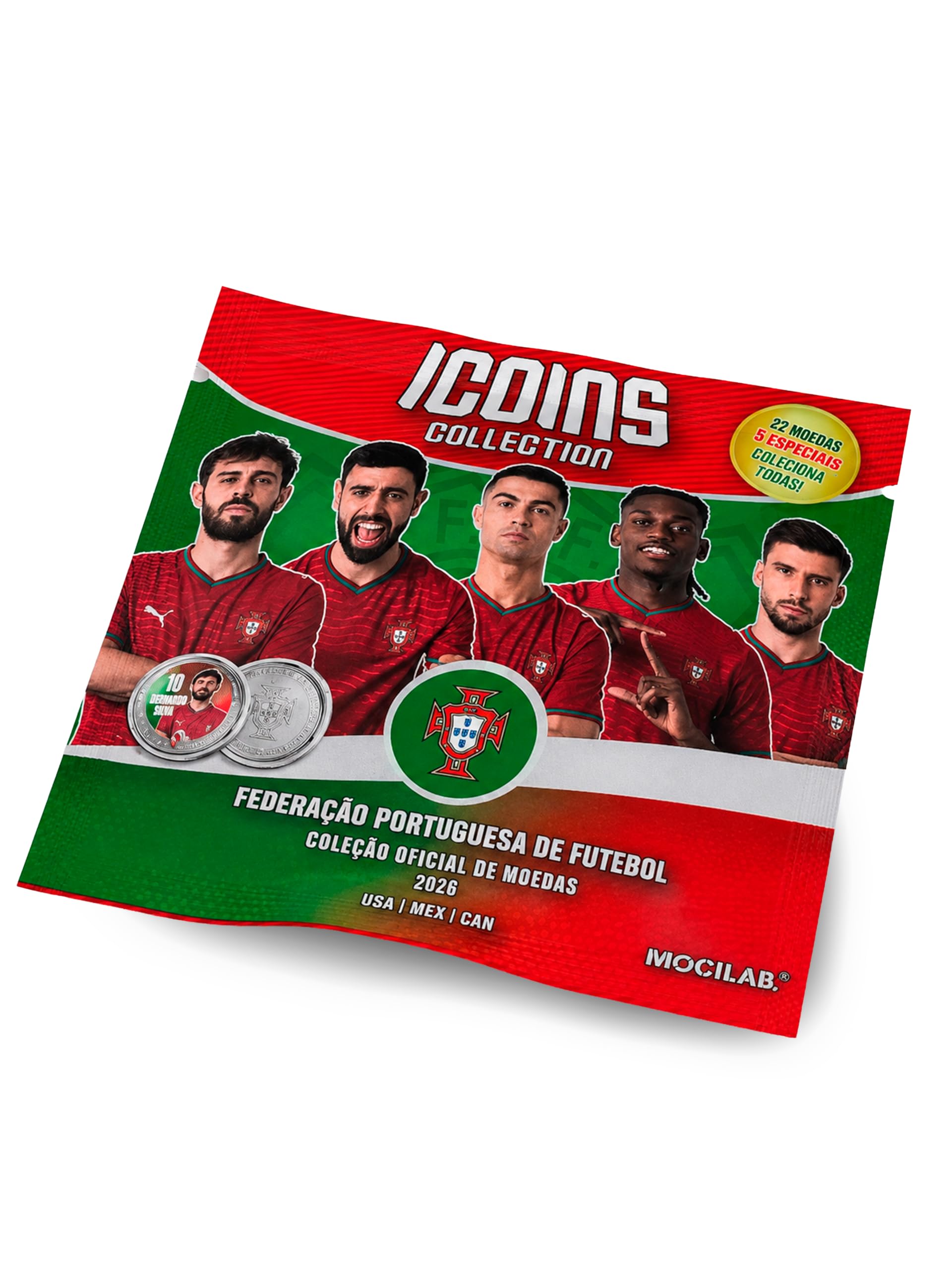 Selección Portuguesa de Fútbol - Pack 11 Sobres de Monedas Coleccionables Sorpresa - Blind Box Coin Collection con Jugadores Oficiales - Ideal para Fans y Coleccionistas.