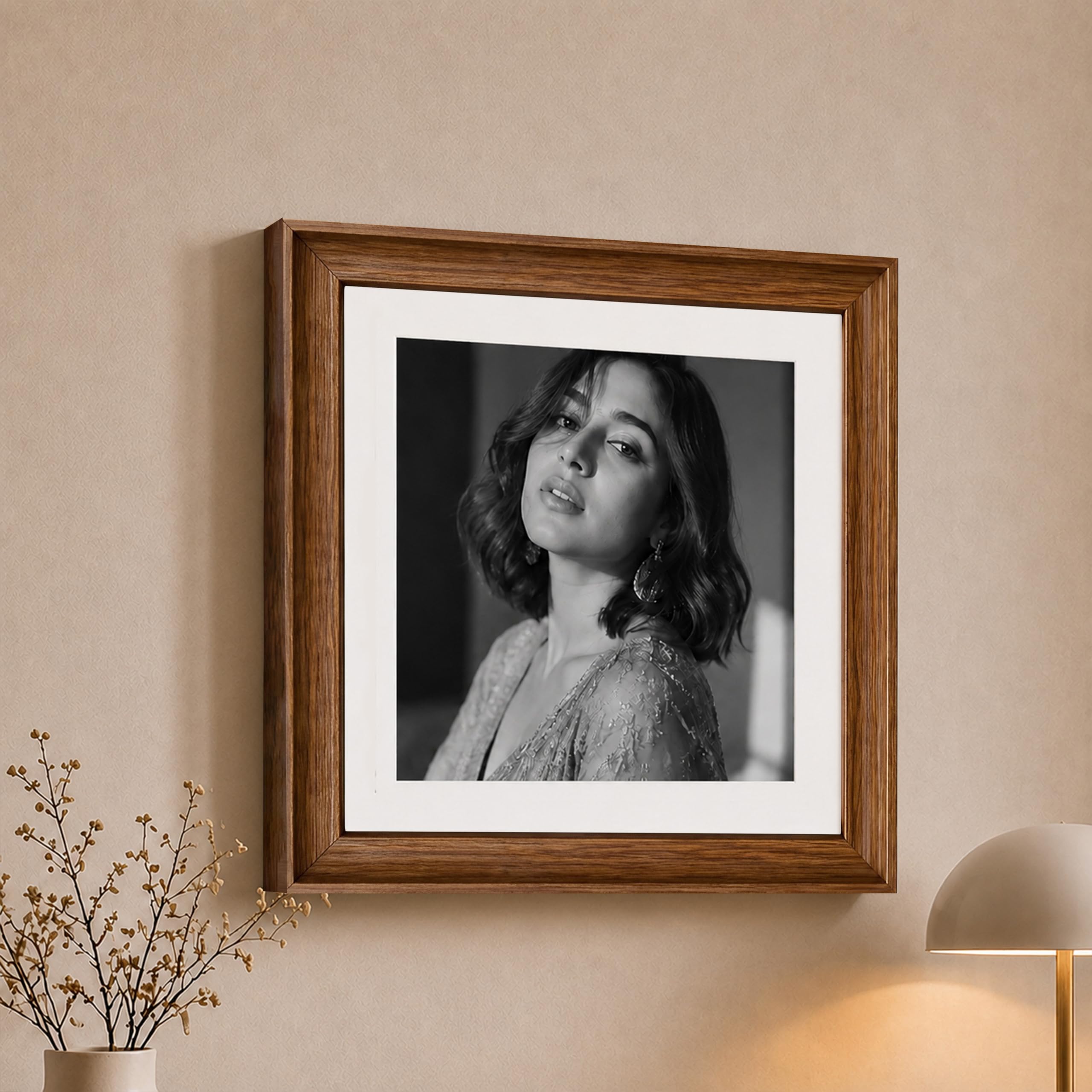 Art Street Wooden Photo Frame for living room, Aesthetic Cave Design Photo Frames for Photograph, Art Work, Certificates (10x10 Inch, Brown)-image-7