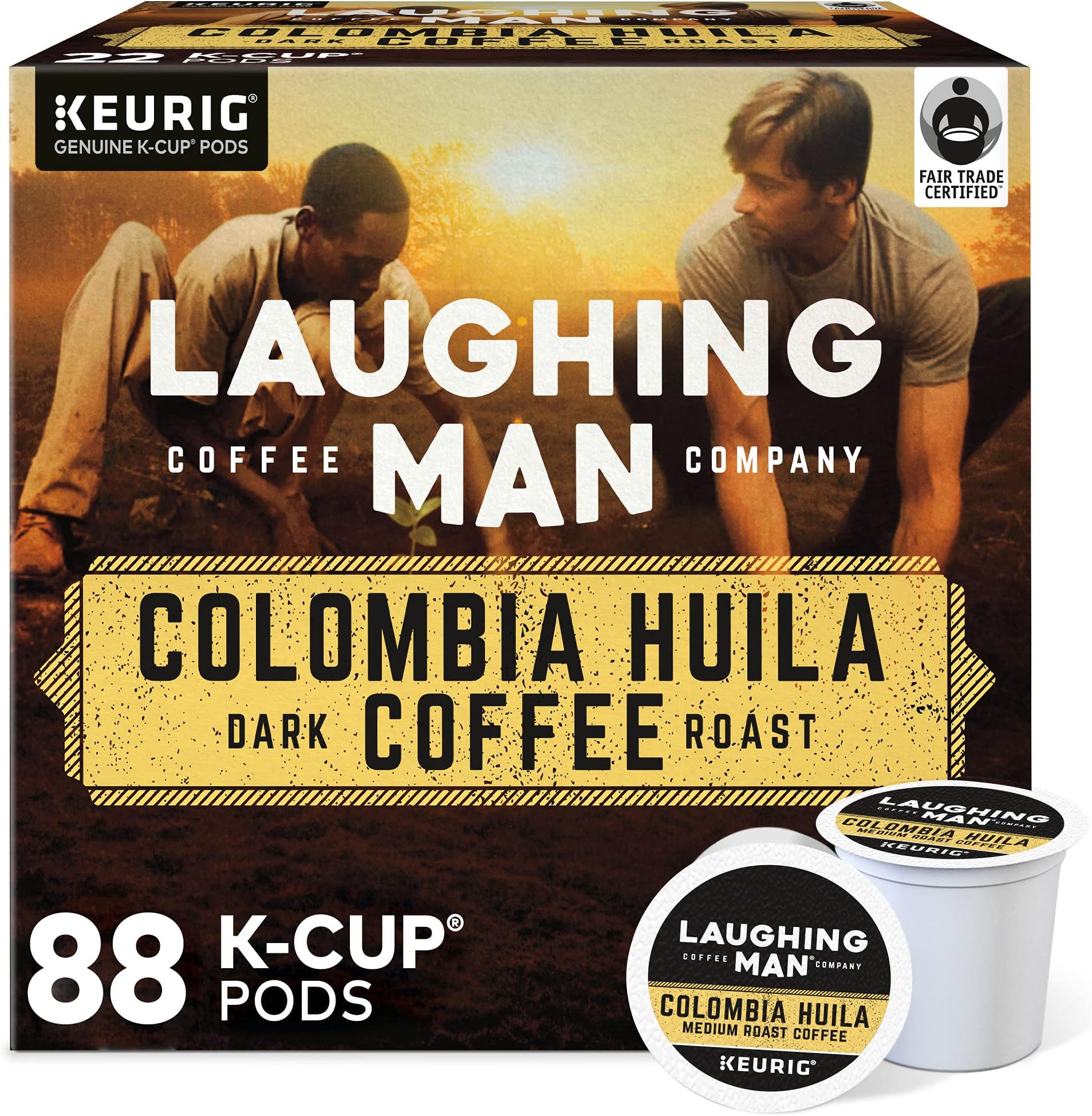 Colombia Huila Coffee, Keurig Single Serve K-Cup Pods, Dark Roast, 88 Count (4 Packs of 22)