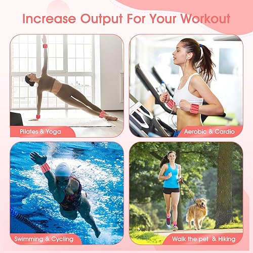 Miniatura 6 de Juego de 2 pesas de muñeca para tobillo y muñeca, pulseras de peso ajustables de silicona (1 libra cada una) para mujeres y hombres, adecuadas para