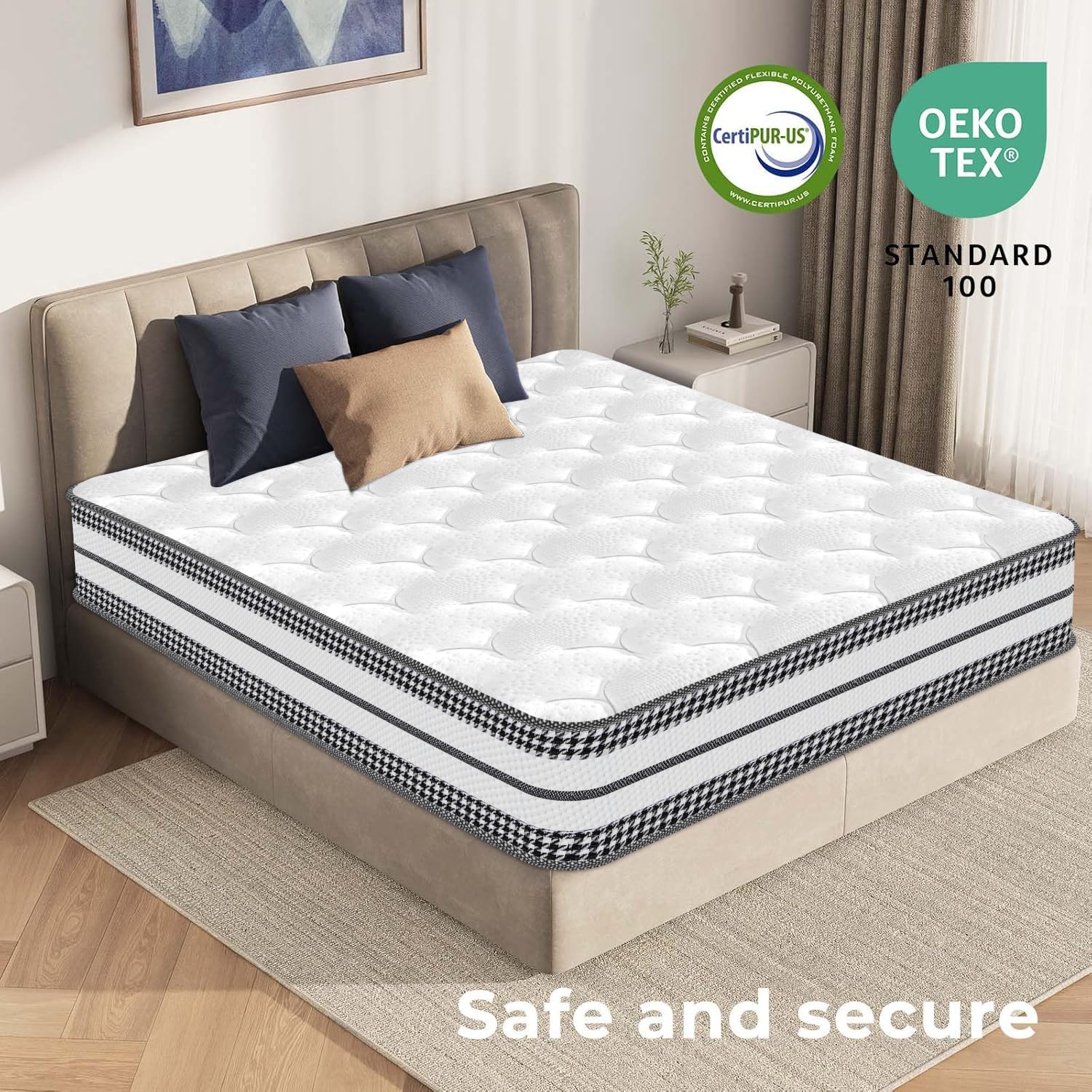 Matelas 90 x 200 cm Épaisseur 23 cm, Matelas Enfant avec Mousse à Mémoire de Forme, Ressorts Ensachés, Fermeté Moyenne H3, Soutien Parfait, 7 Zones, Haute Densité, Respirant, Confortable et Durable